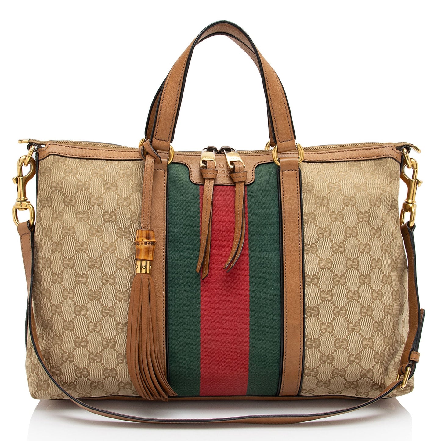Gucci Nylon Leather Canvas Tote