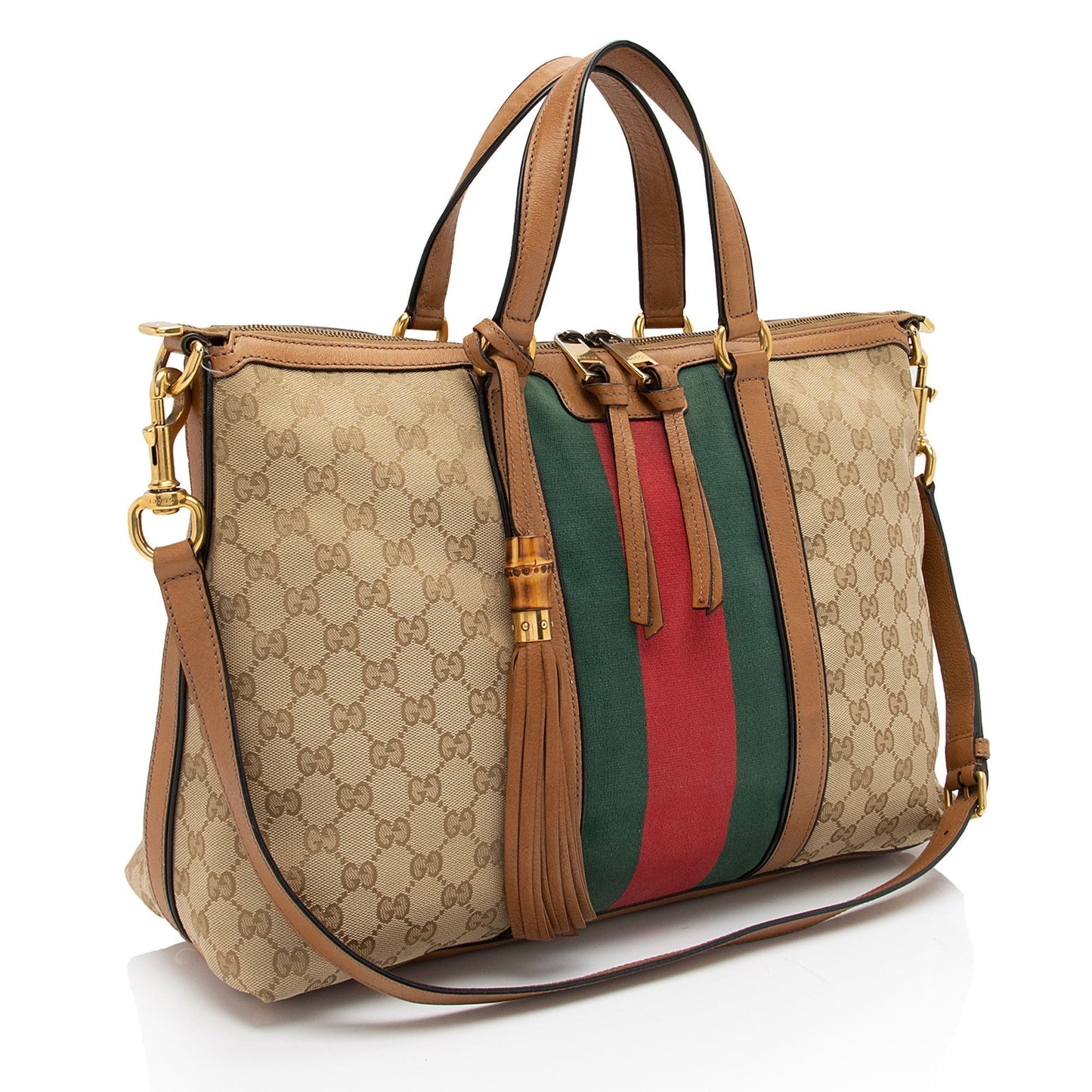 Gucci Nylon Leather Canvas Tote