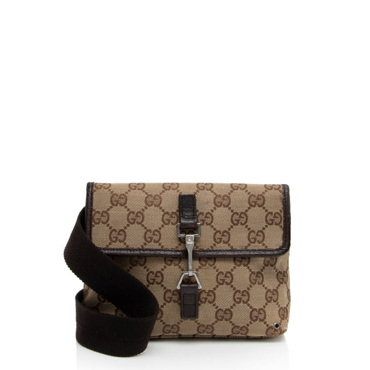 Gucci Nylon Leather Canvas Shoulder Bag