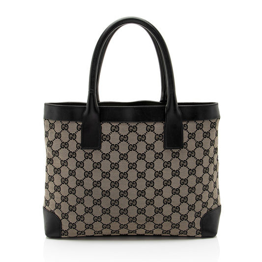 Gucci Nylon Leather Canvas Tote