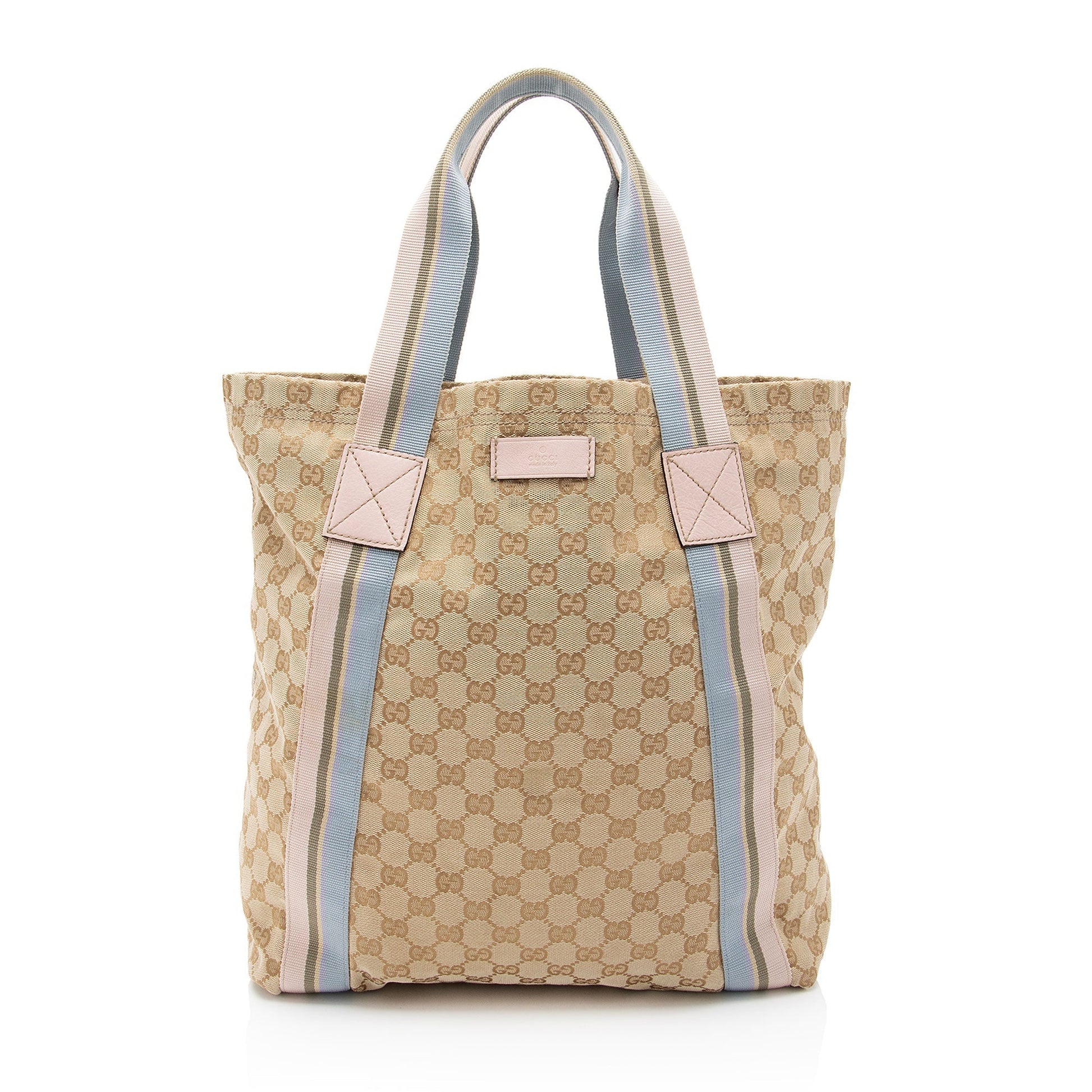 Gucci Nylon Leather Canvas Tote