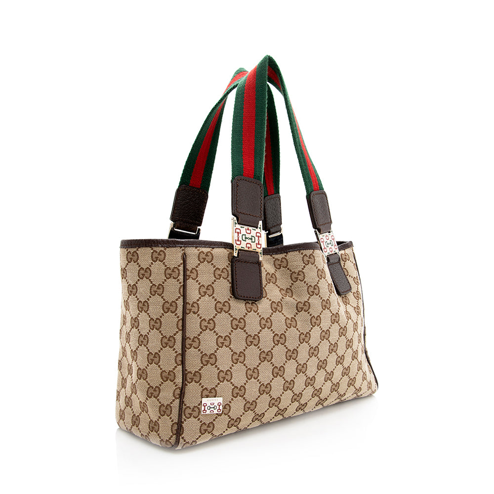 Gucci GG Canvas Web Tote (SHF-19041)
