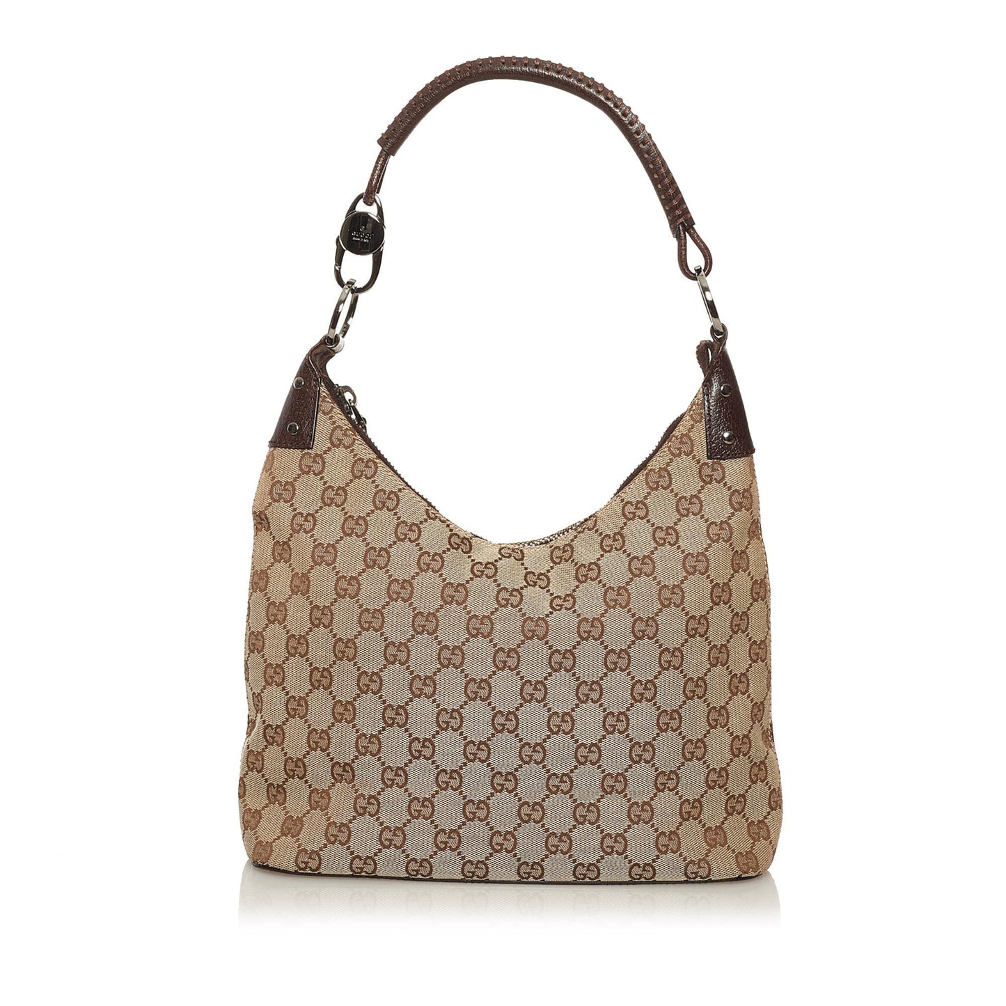 Gucci GG Cavas Ring Handle Zip Shoulder Bag (SHG-34838)