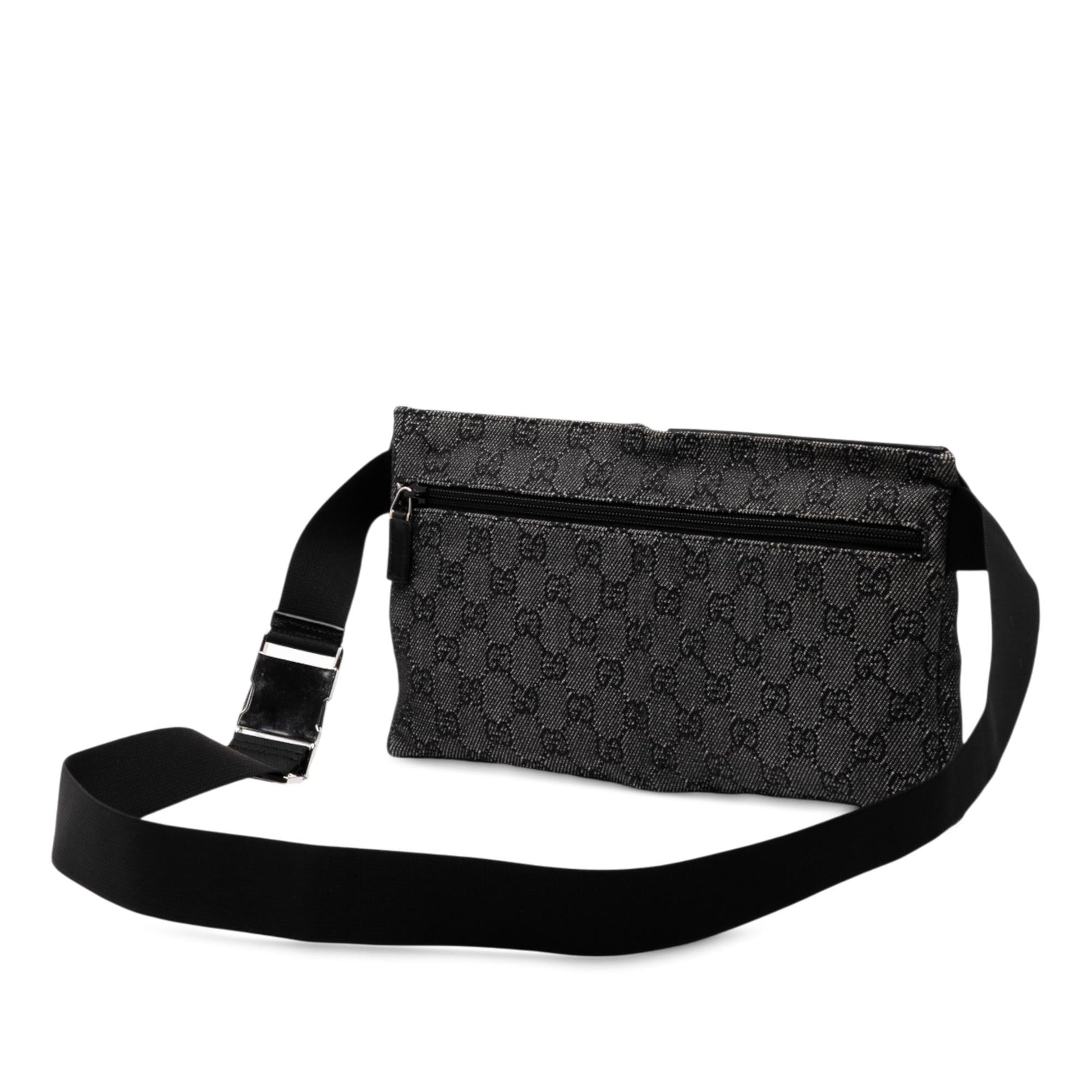 Gucci GG Denim Double Pocket Belt Bag