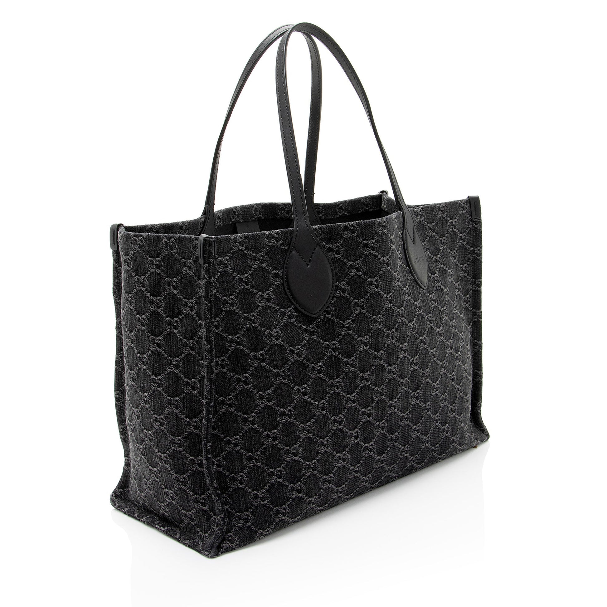 Gucci Pochette Leather Canvas Tote
