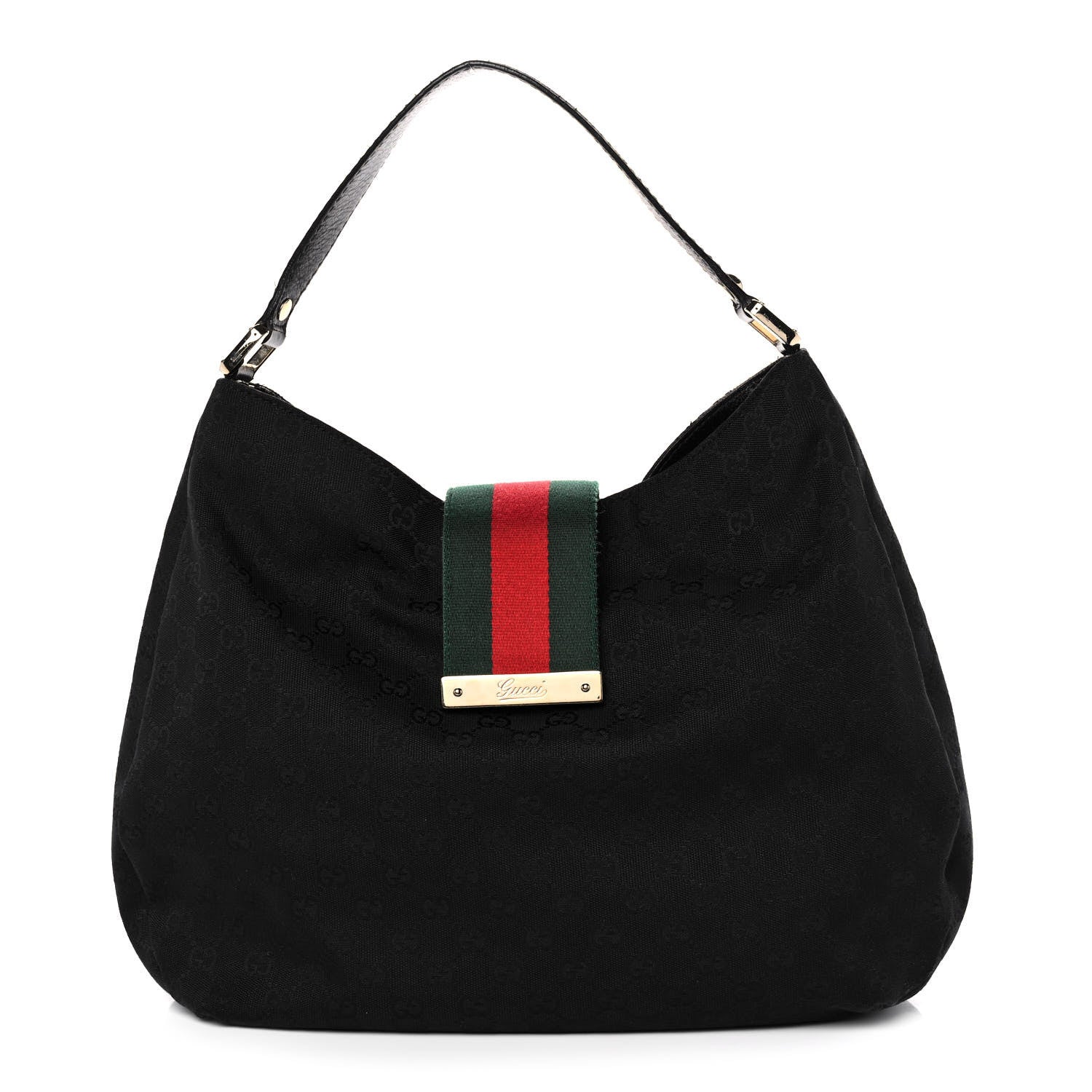 Gucci Monogram Caro Leather Canvas Shoulder Bag