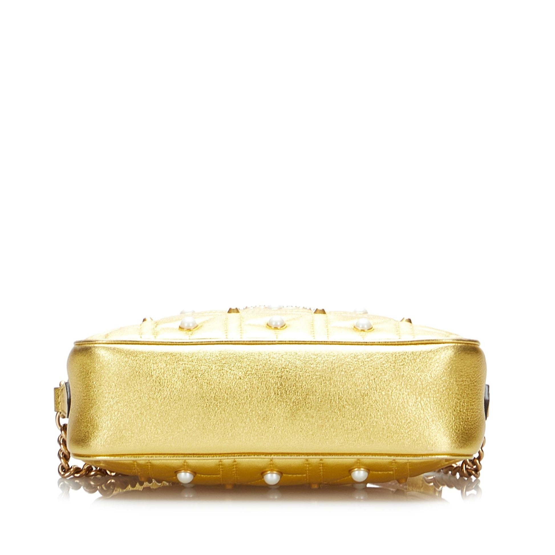 Gucci GG Pearl Studded Leather Marmont Crossbody Bag (SHG-xdcmNu)