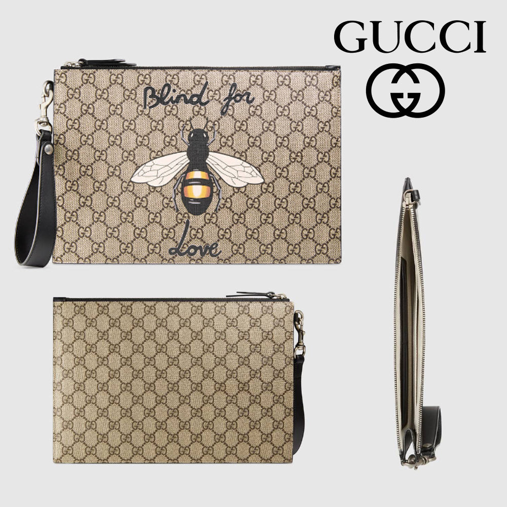 Gucci Caro Leather Canvas Clutch