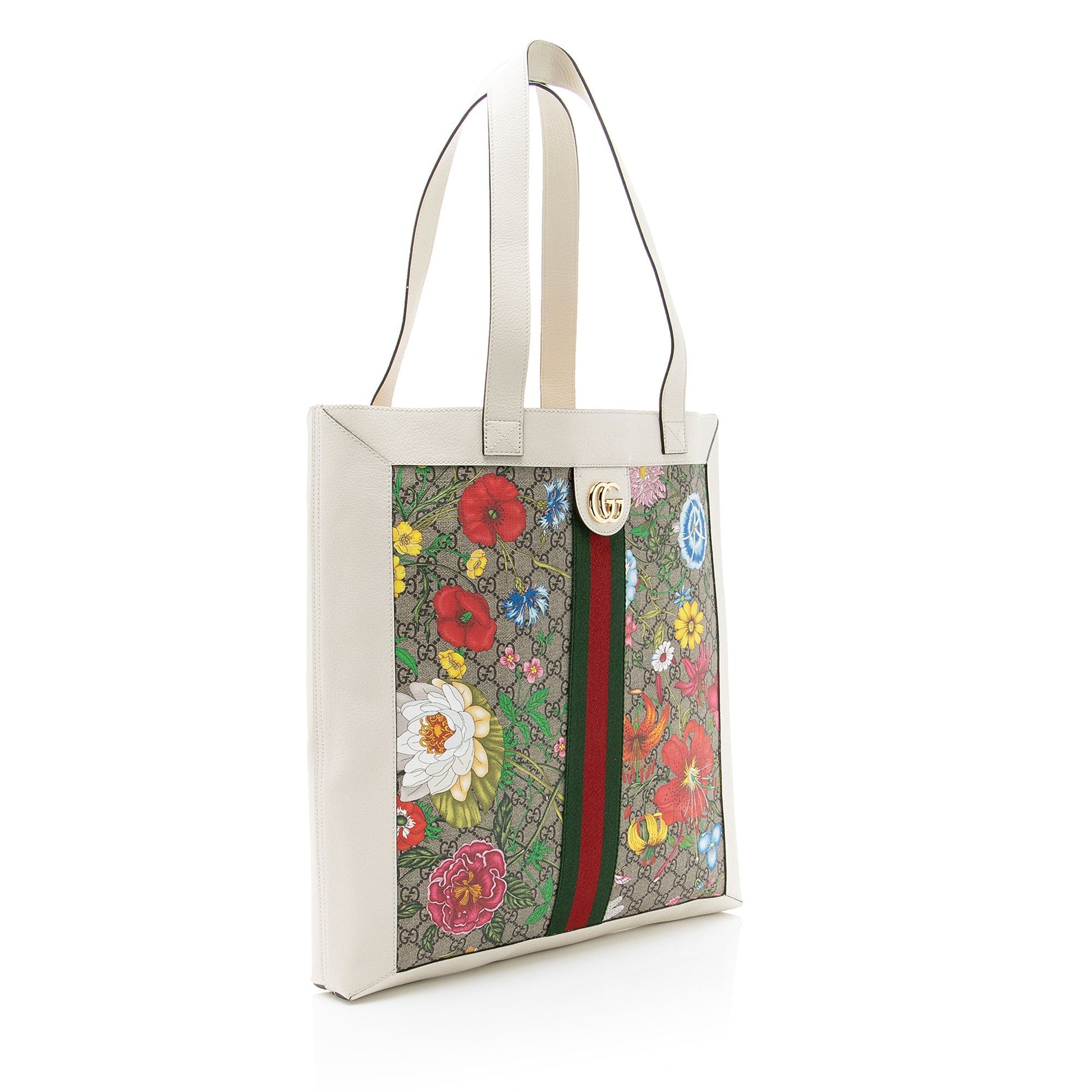 Gucci GG Supreme Flora Ophidia Vertical Shopping Tote