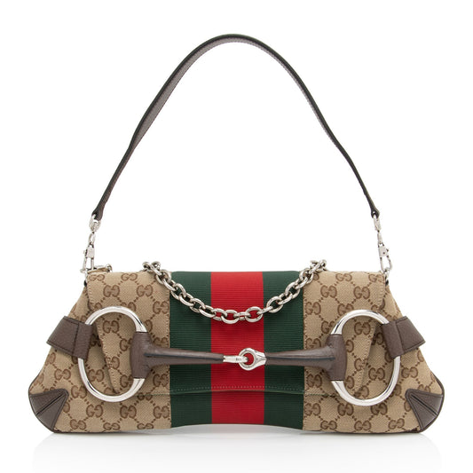 Gucci Nylon Chain Leather Shoulder Bag