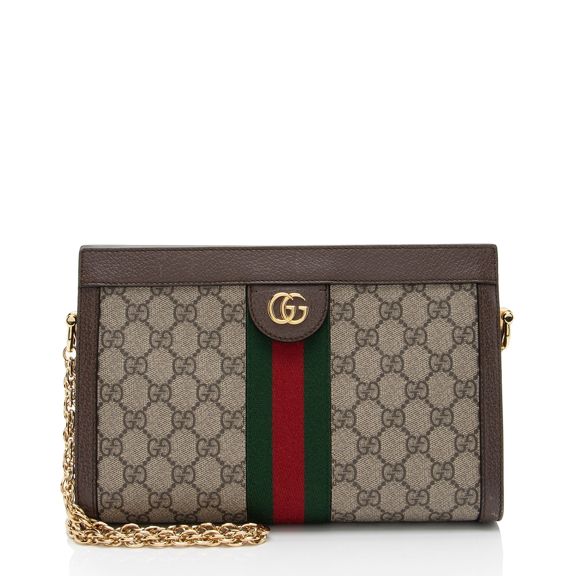 Gucci Nylon Chain Leather Shoulder Bag