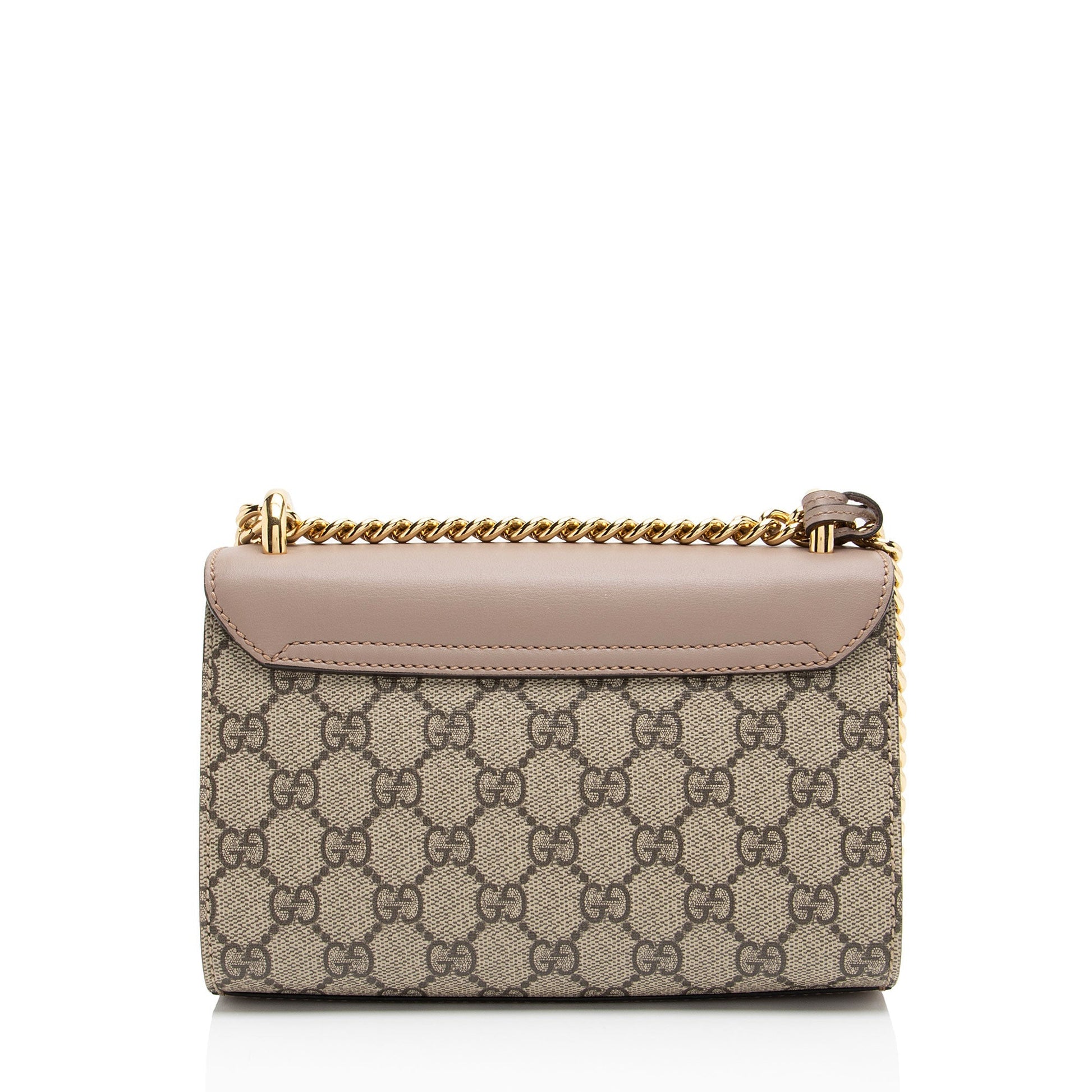 Gucci GG Supreme Pearl Stud Padlock Small Shoulder Bag