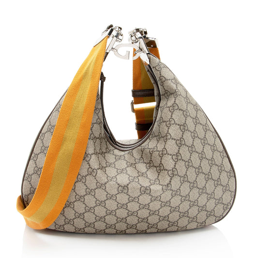 Gucci GG Supreme Web Attache Large Shoulder Bag