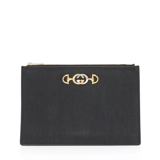 Gucci Nylon Pochette Leather Clutch