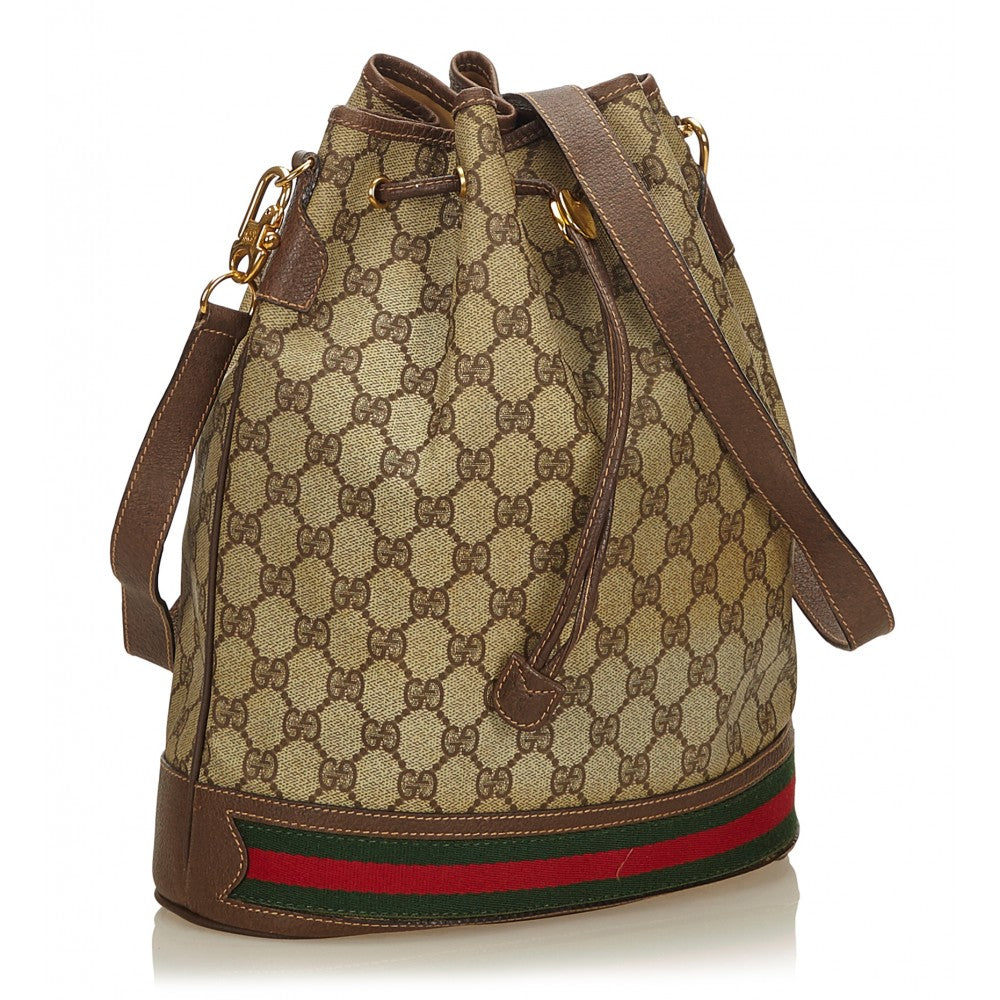 Gucci Caro Leather Canvas Handbag