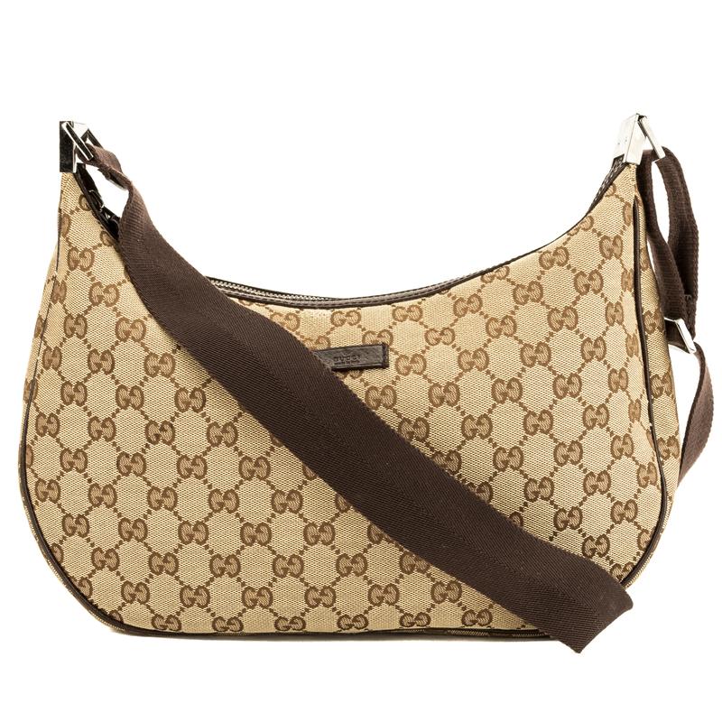 Gucci Monogram Caro Leather Canvas Shoulder Bag