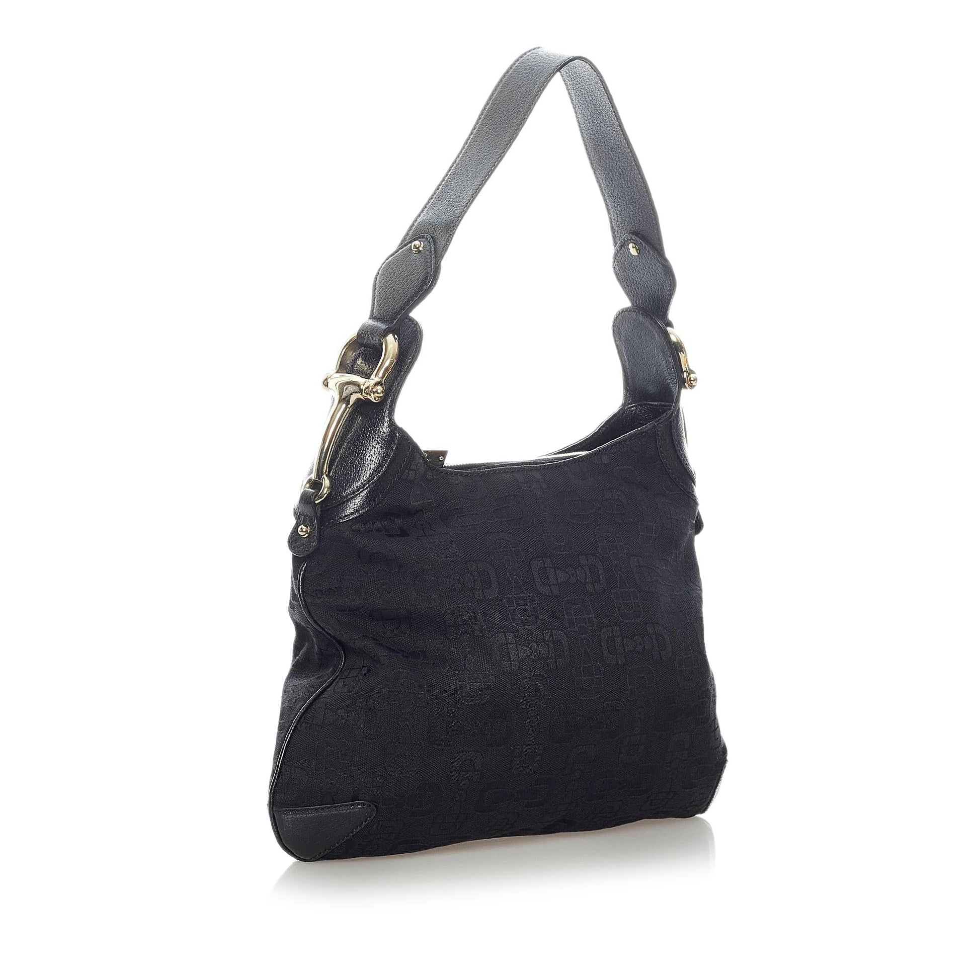 Gucci Horsebit Canvas Creole Shoulder Bag (SHG-33099)