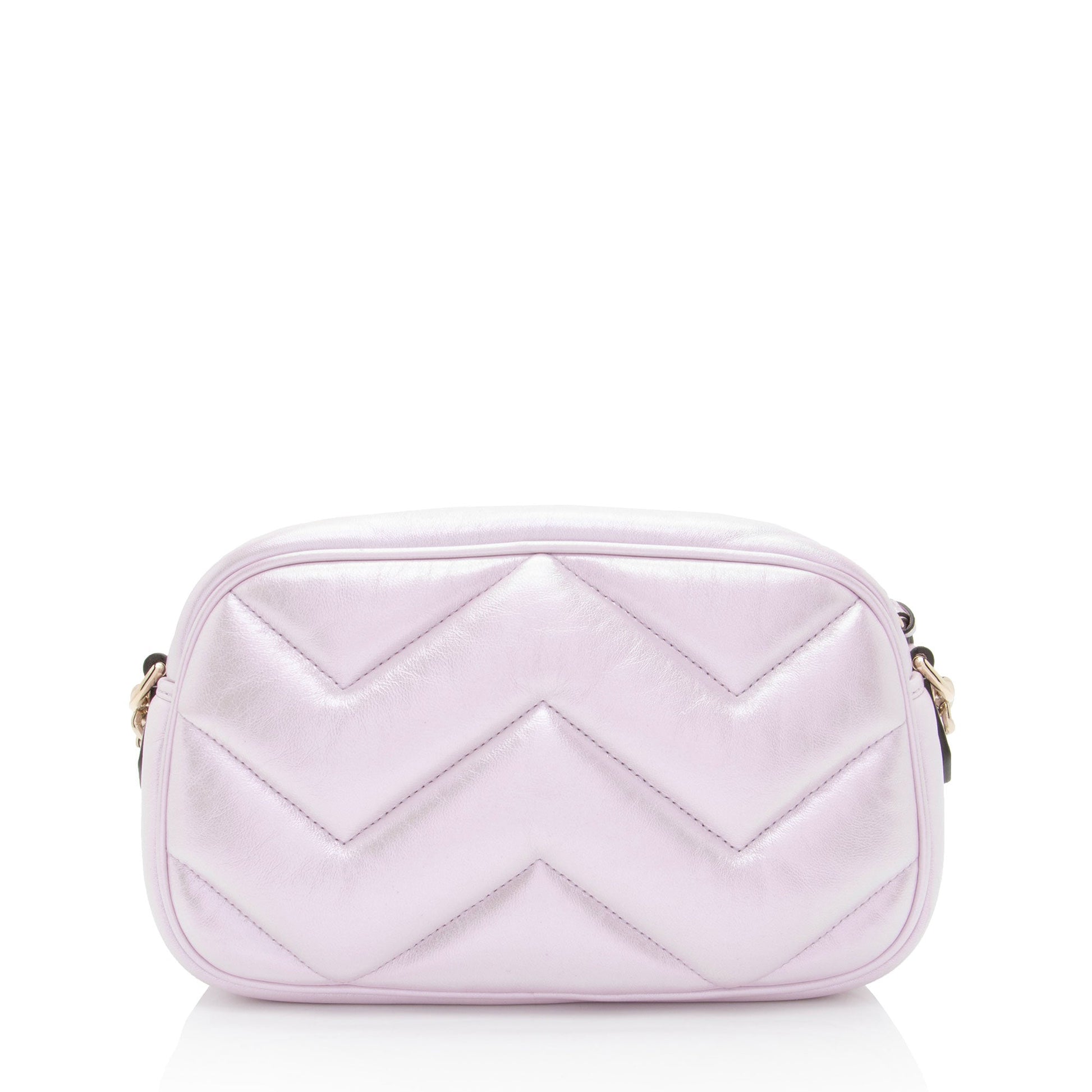 Gucci Matelasse Padded Iridescent Leather GG Marmont Small Camera Bag
