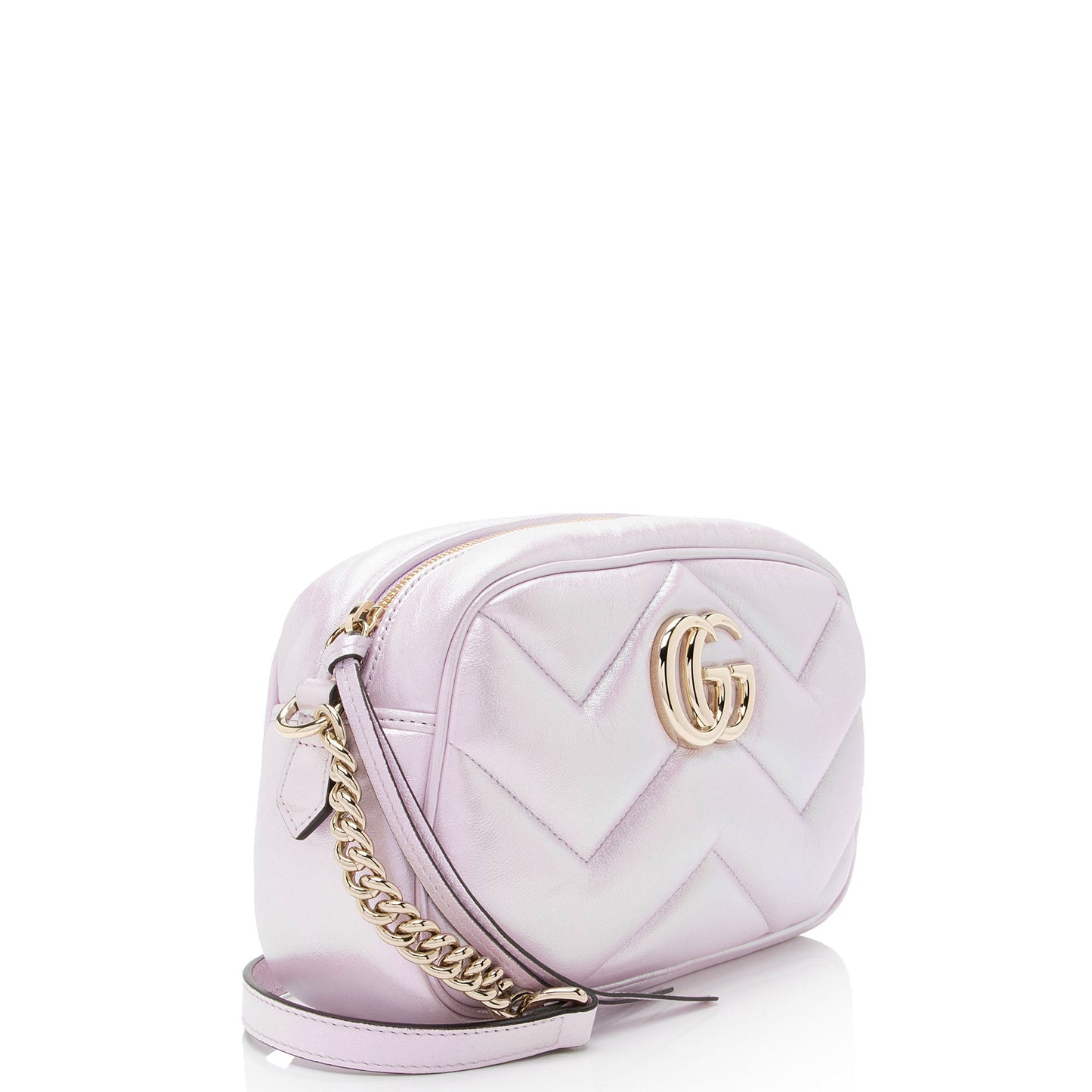 Gucci Matelasse Padded Iridescent Leather GG Marmont Small Camera Bag