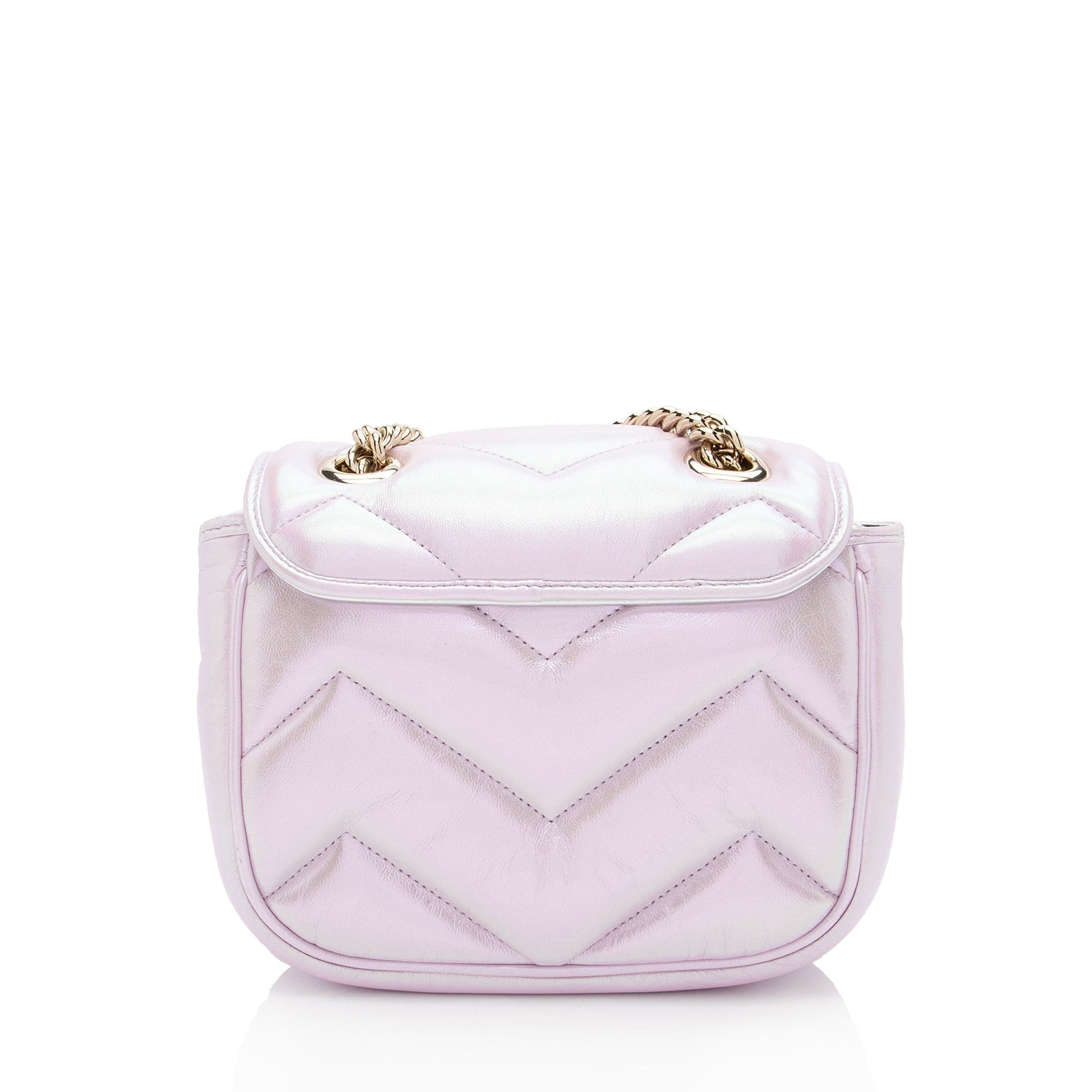 Gucci Matelasse Padded Iridescent Leather GG Marmont Square Mini Shoulder Bag