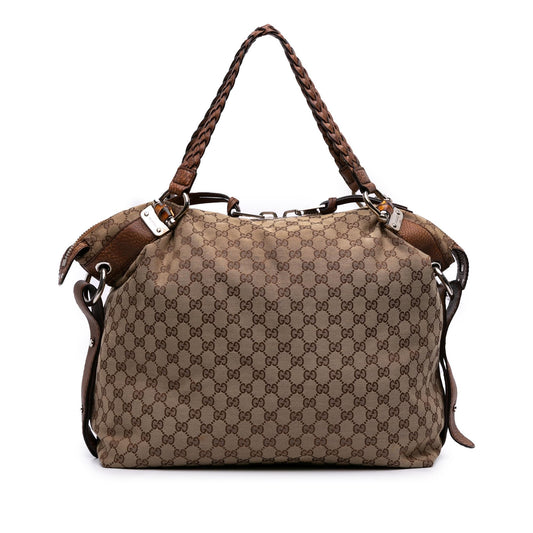 Gucci Large GG Canvas Bamboo Bar Tote