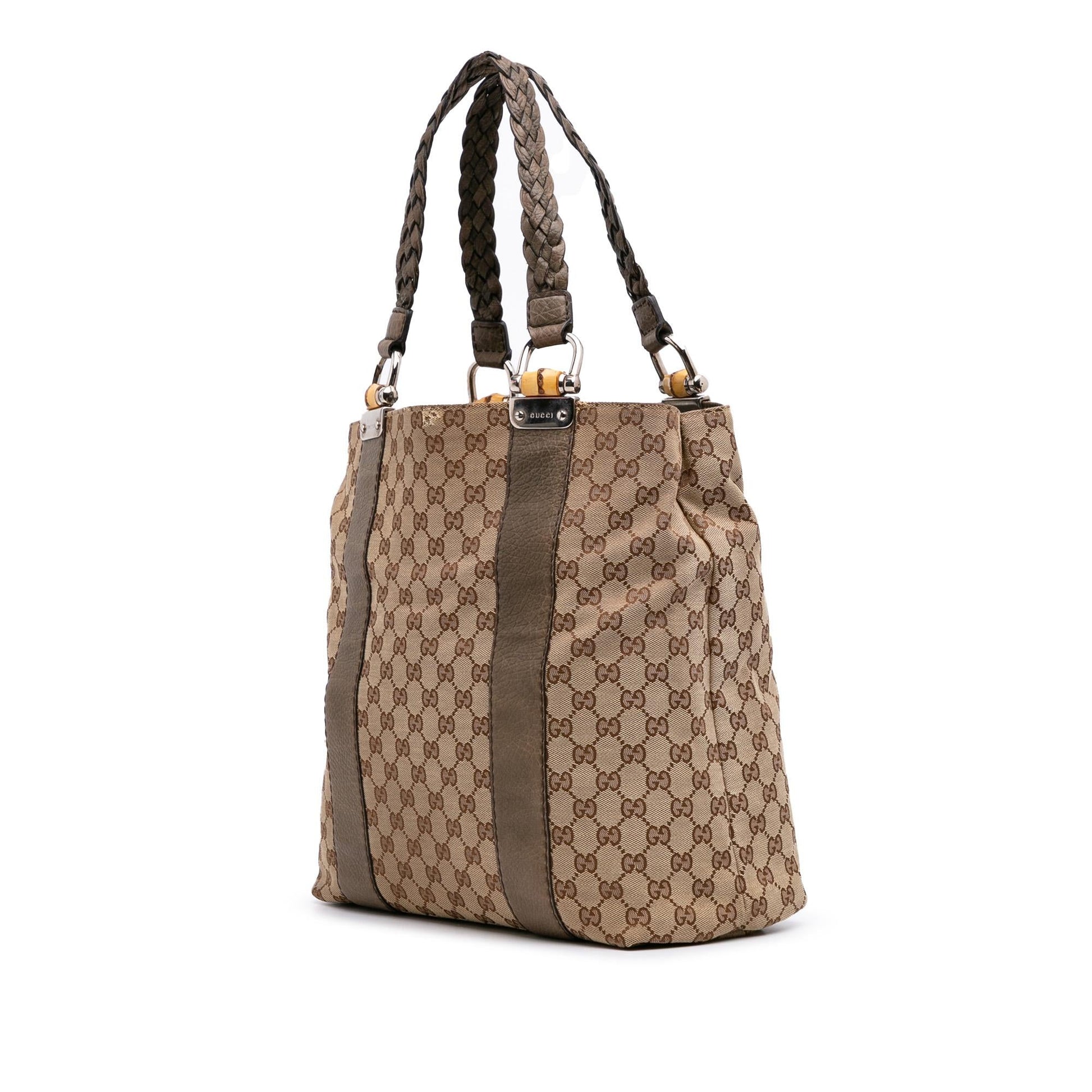 Gucci Large GG Canvas Bamboo Libeccio Tote