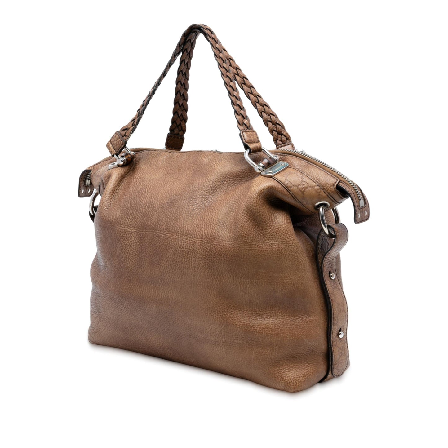 Gucci Large Leather Bamboo Bar Tote