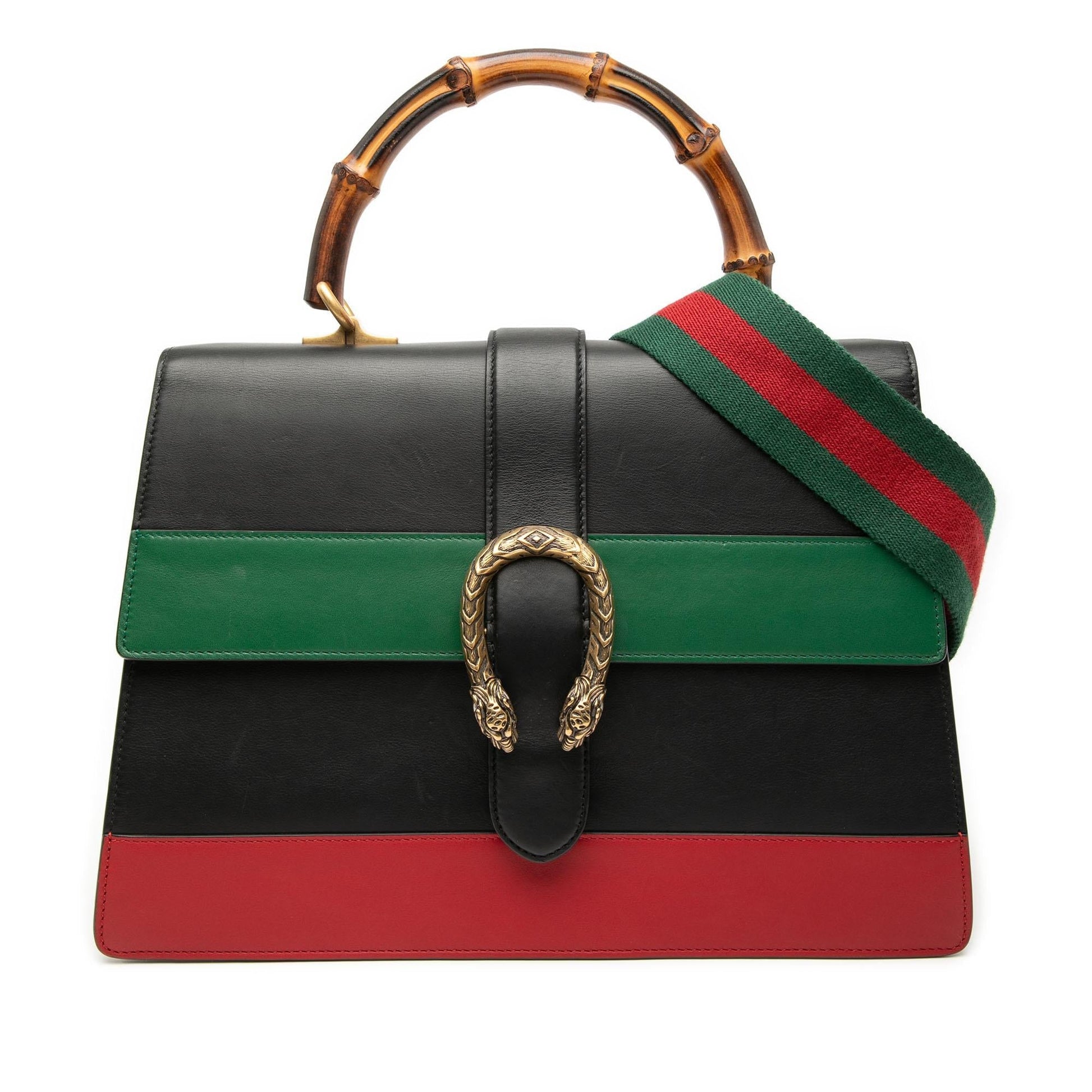 Gucci Large Leather Bamboo Dionysus Web Satchel