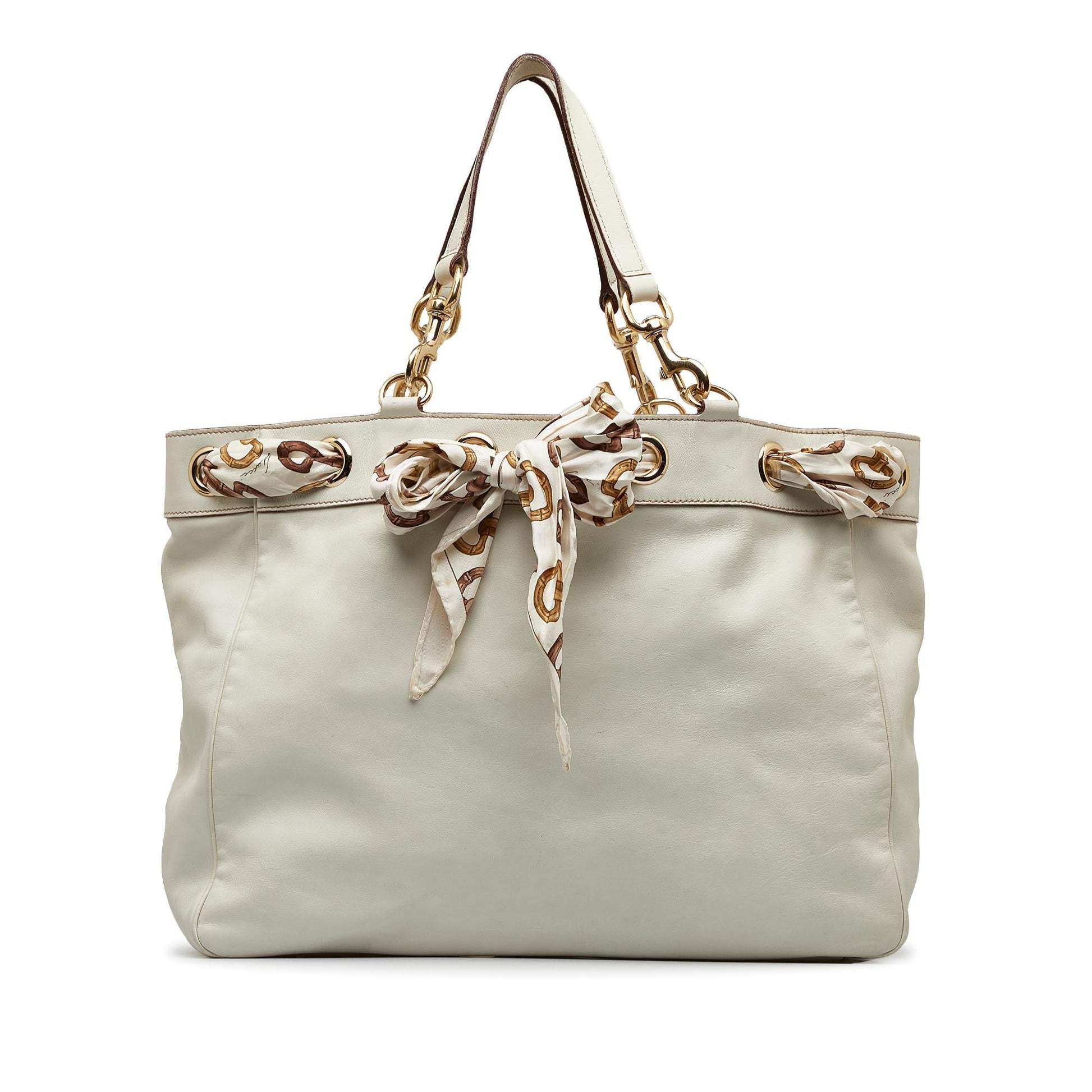 Gucci Large Leather Positano Scarf Tote (SHG-EgnKIT)