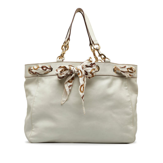 Gucci Large Leather Positano Scarf Tote (SHG-EgnKIT)