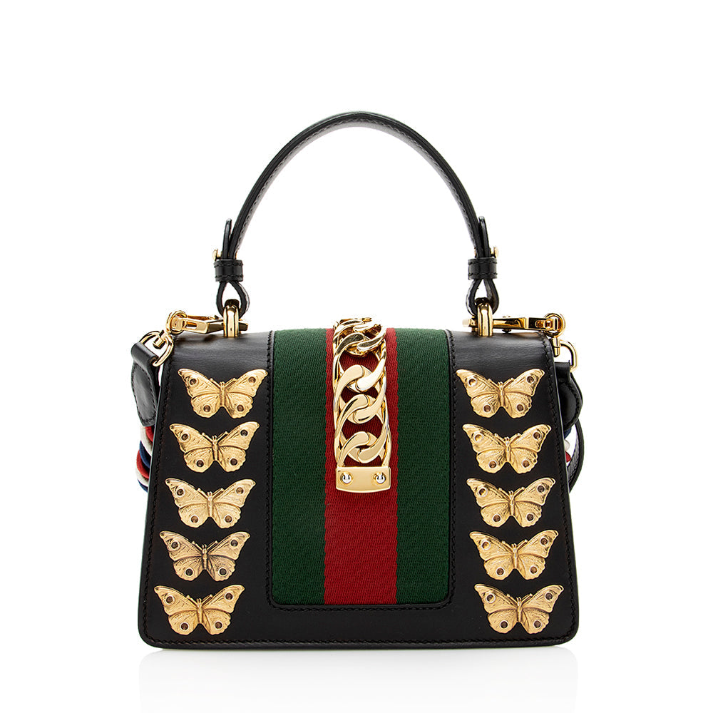 Gucci Sylvie Leather Nylon Handbag