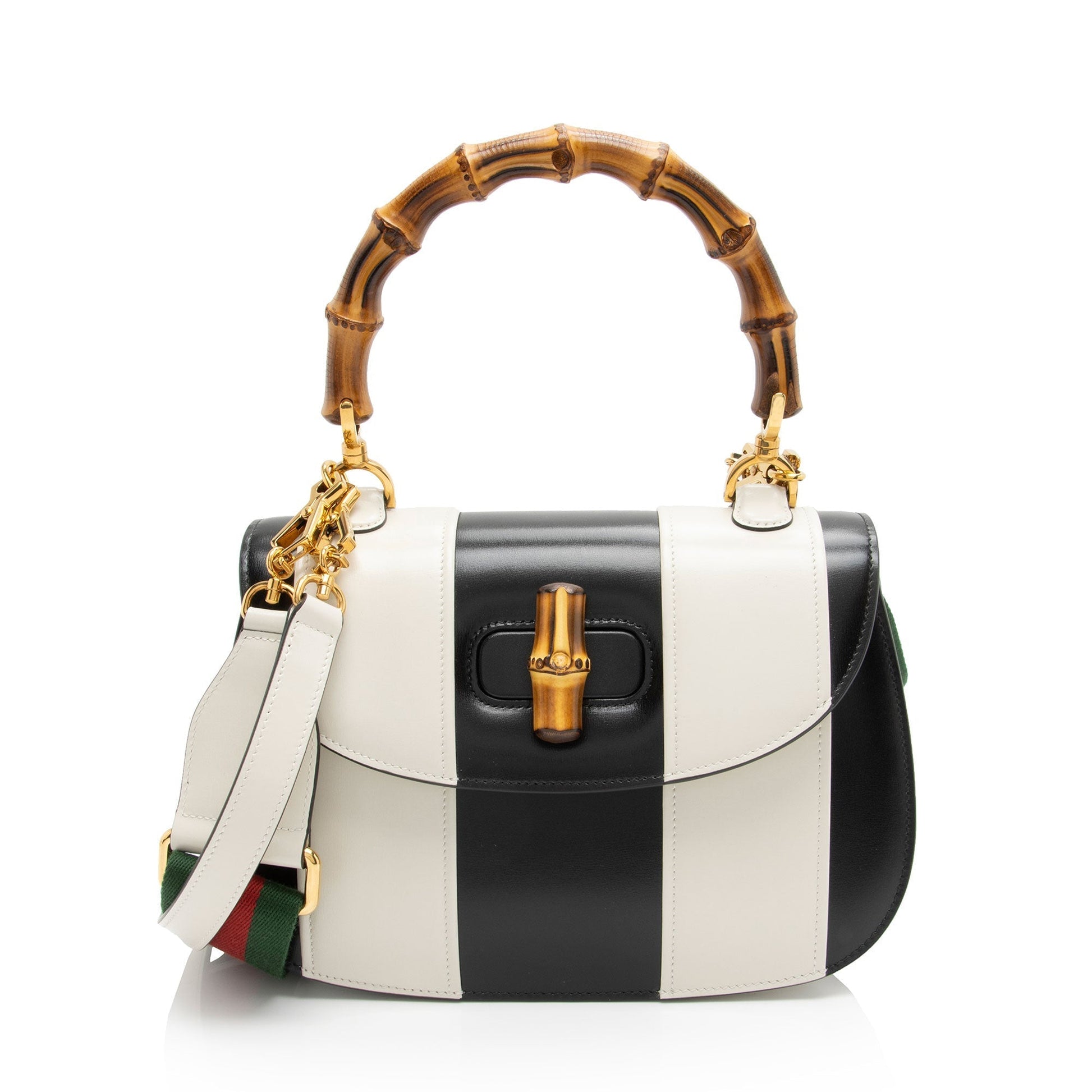 Gucci Nylon Leather Top Handle Shoulder Bag