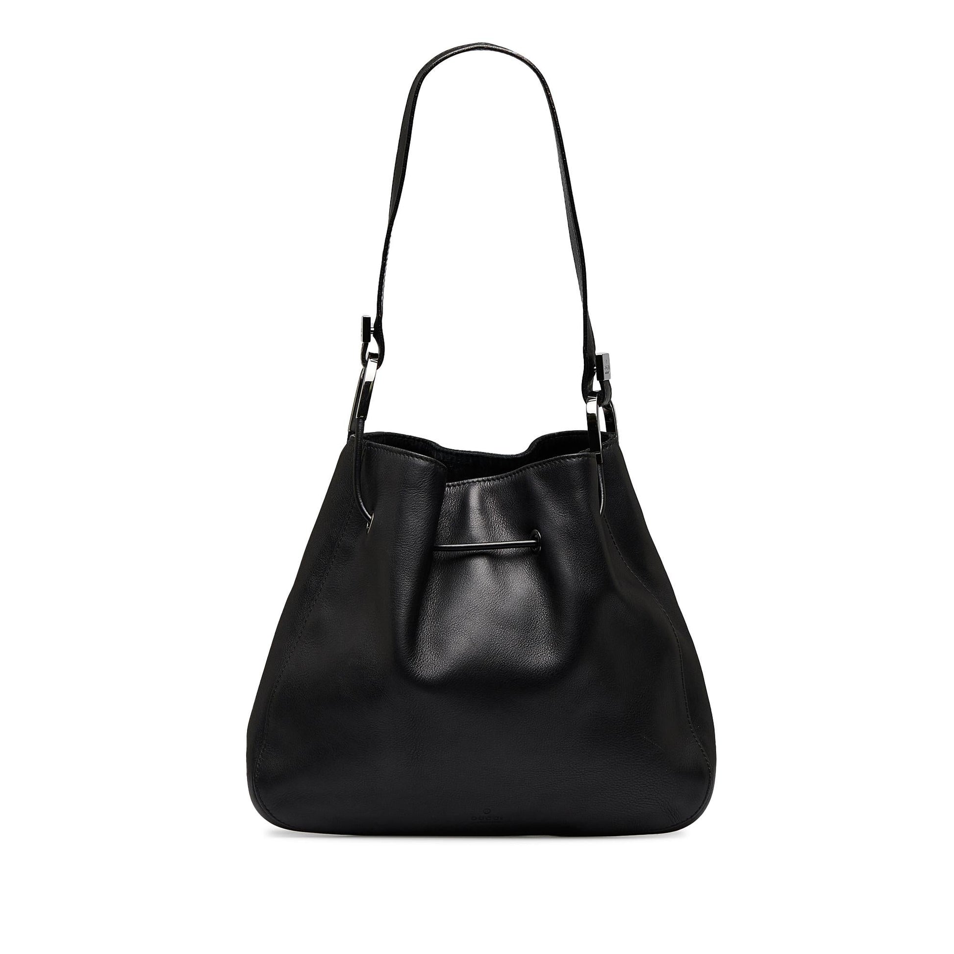 Gucci Leather Drawstring Shoulder Bag (SHG-RSAtpw)