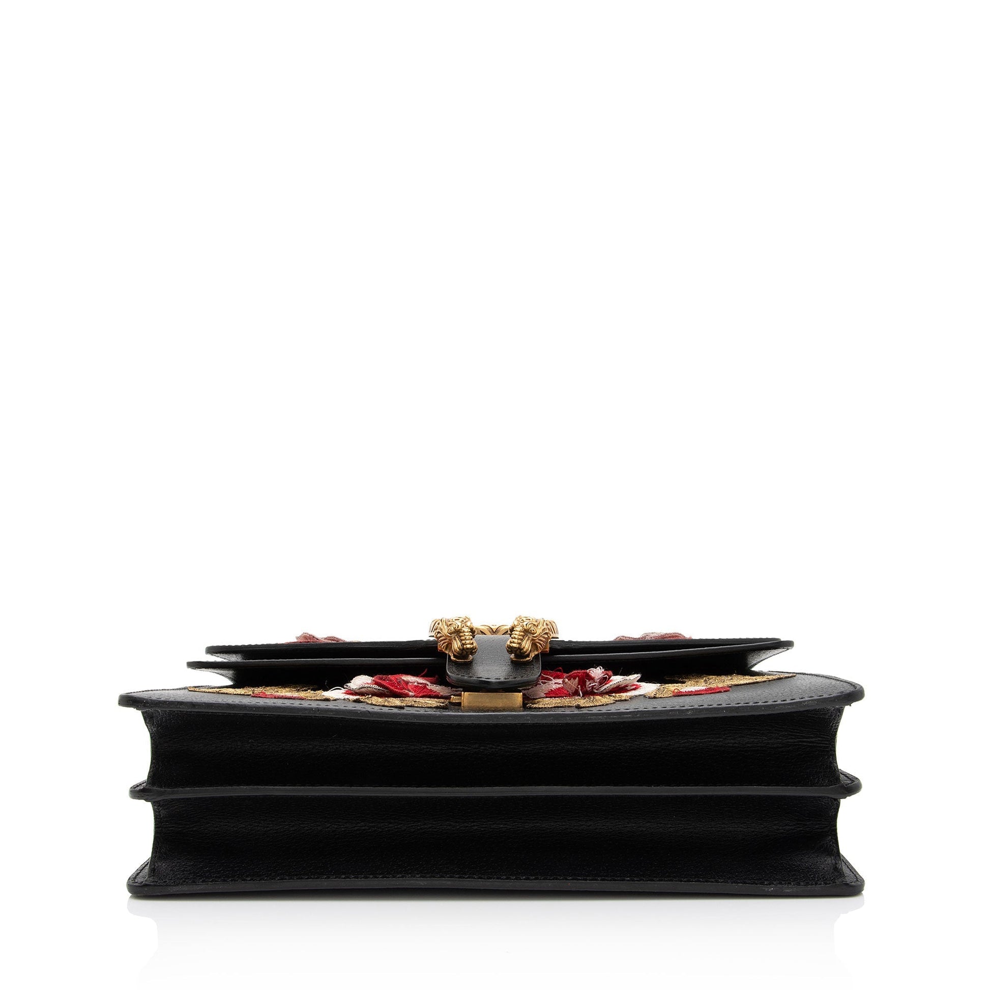 Gucci Leather Embroidered Rose Dionysus Medium Shoulder Bag (SHF-7coiPQ)