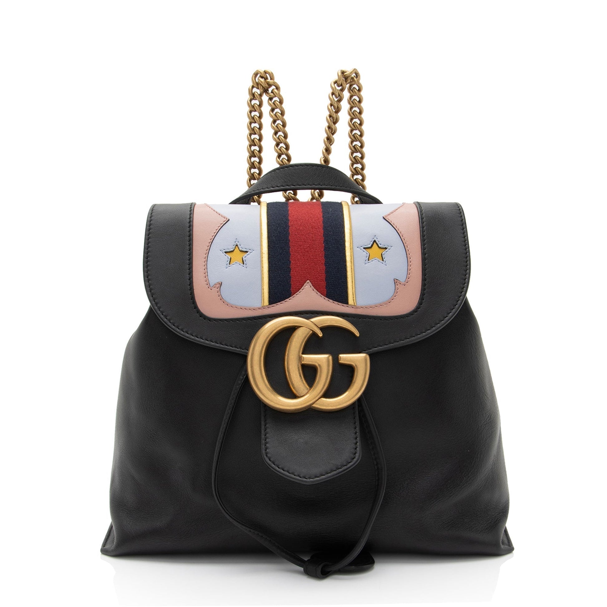 Gucci Nylon Chain Leather Shoulder Bag