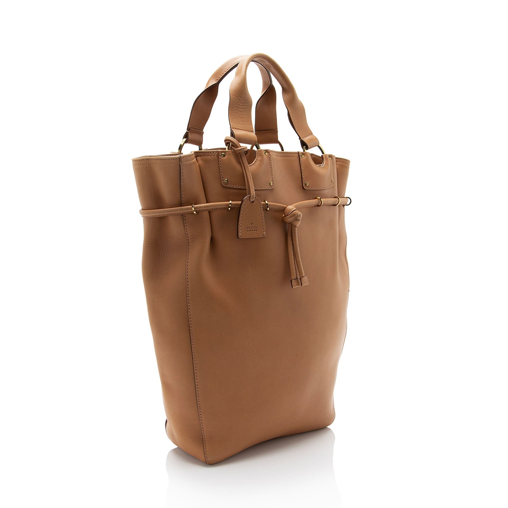 Gucci Leather Drawstring N/S Tote (SHF-)
