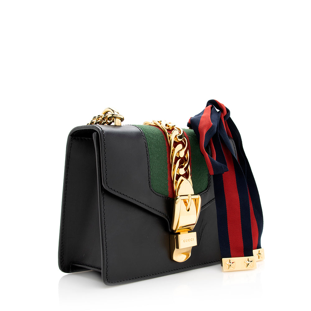 Gucci Sylvie Leather Nylon Shoulder Bag