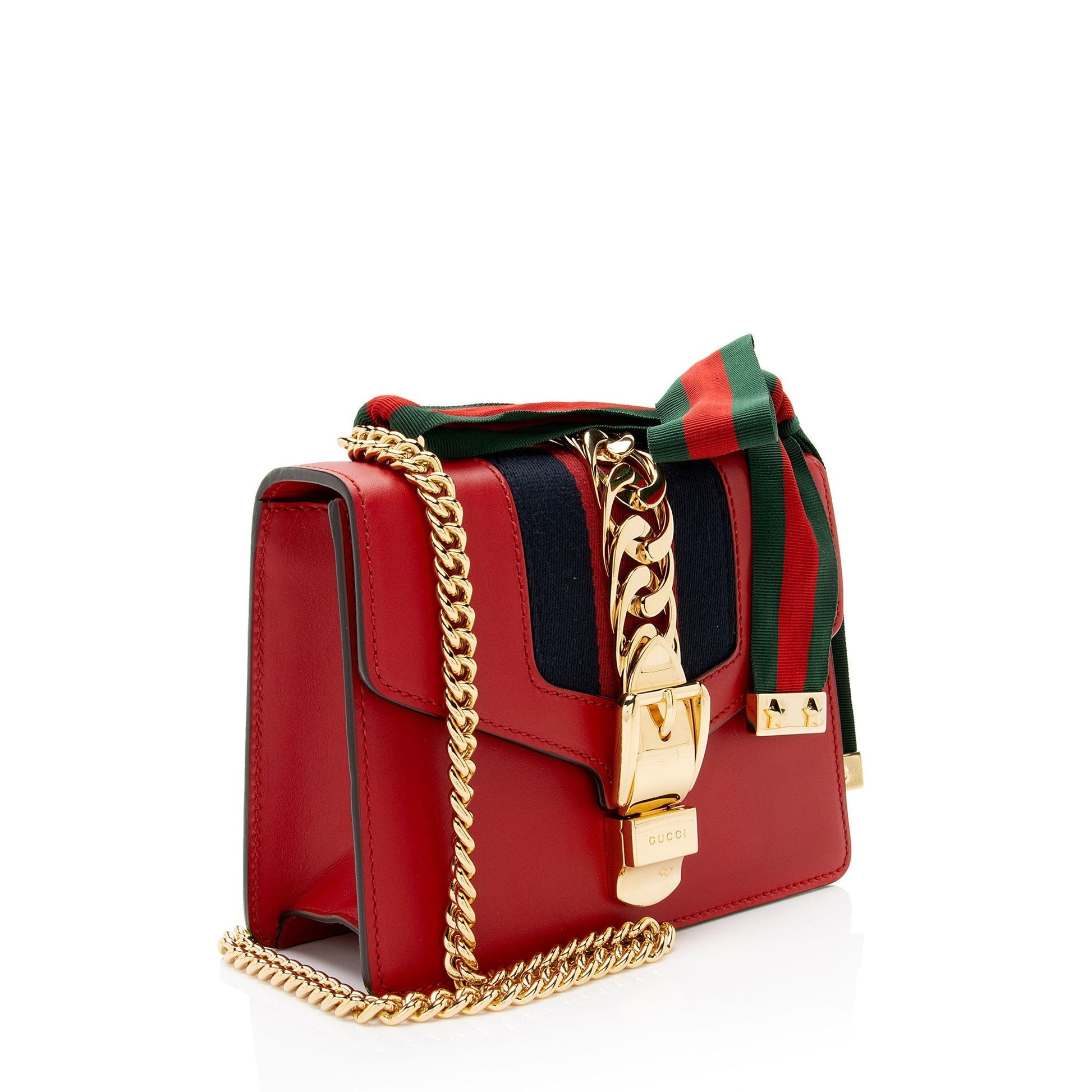 Gucci Nylon Chain Leather Shoulder Bag