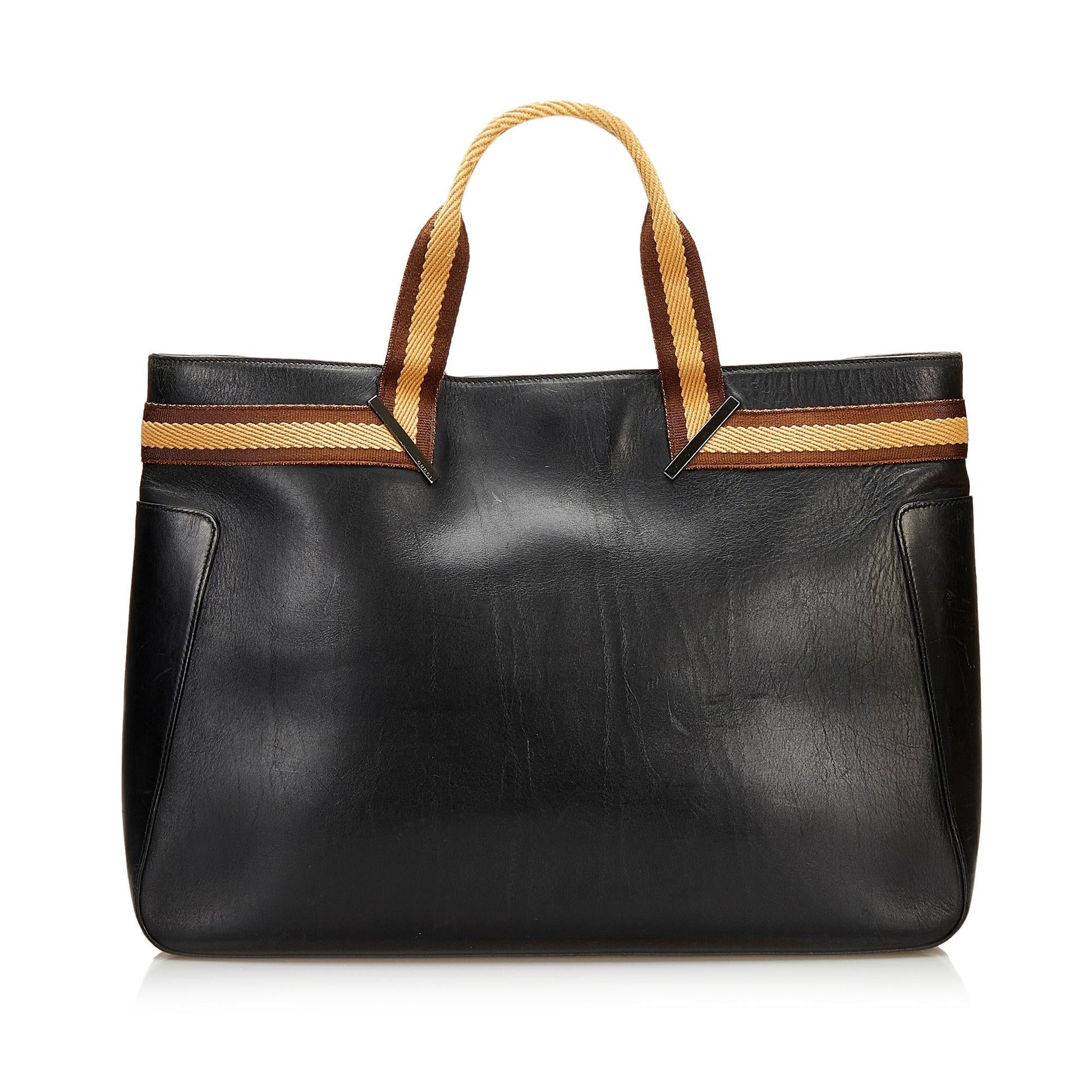 Gucci Leather Web Tote (SHG-35734)