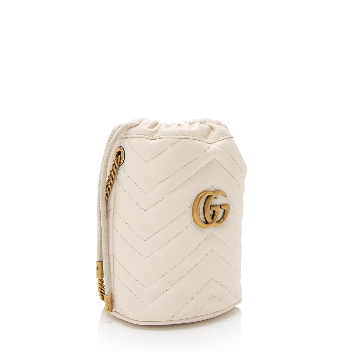 Gucci Matelasse Leather GG Marmont Mini Bucket Bag (SHF-)