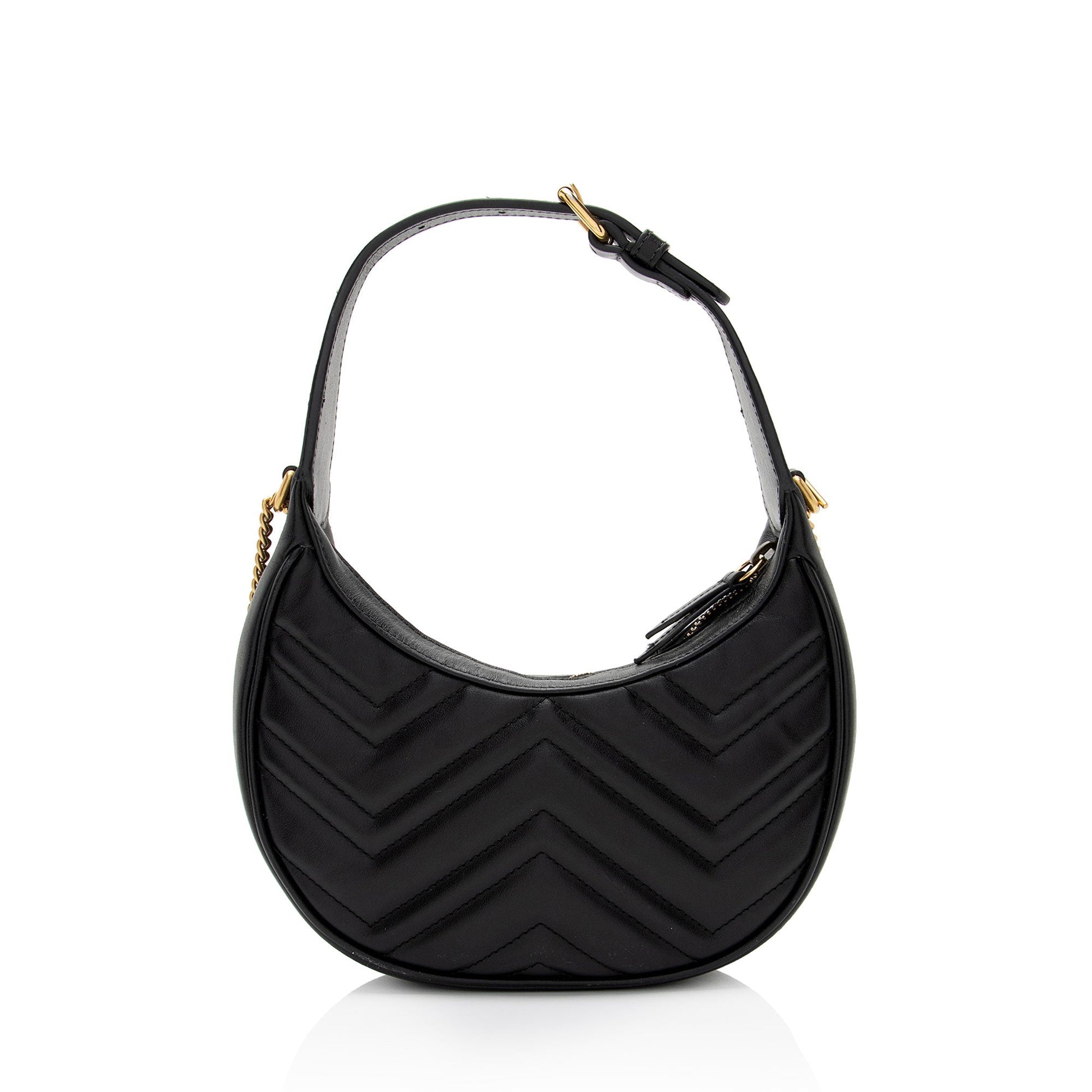 Gucci Matelasse Leather GG Marmont Half Moon Mini Shoulder Bag (SHF-KwqPFJ)