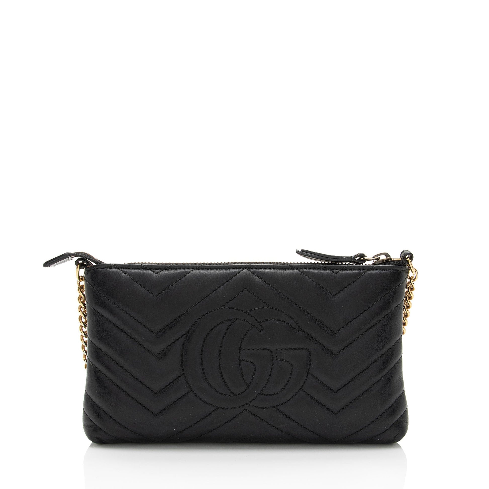 Gucci Matelasse Leather GG Marmont Mini Chain Bag (SHF-0W5BH4)