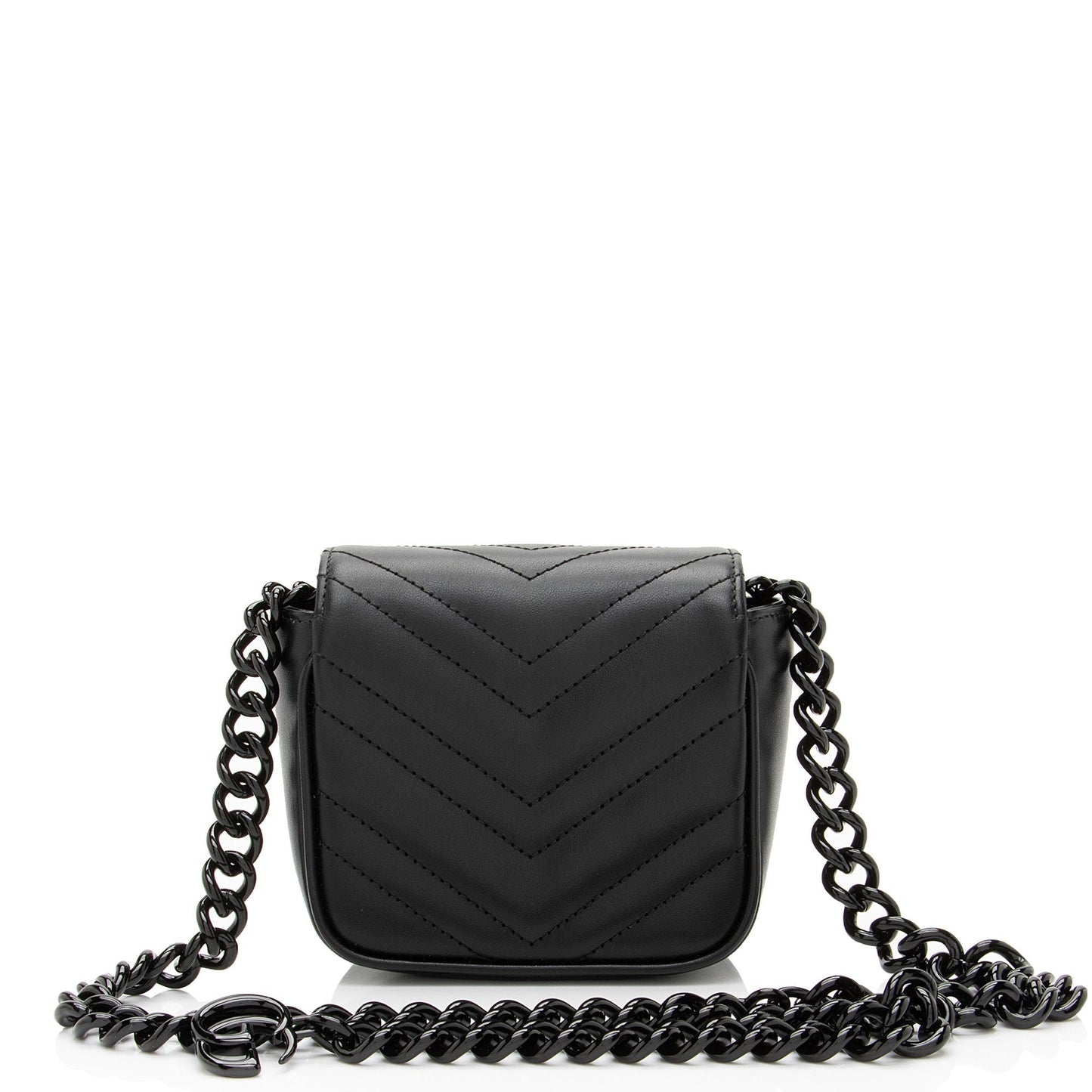 Gucci Matelasse Leather GG Marmont Monochrome Square Chain Belt Bag