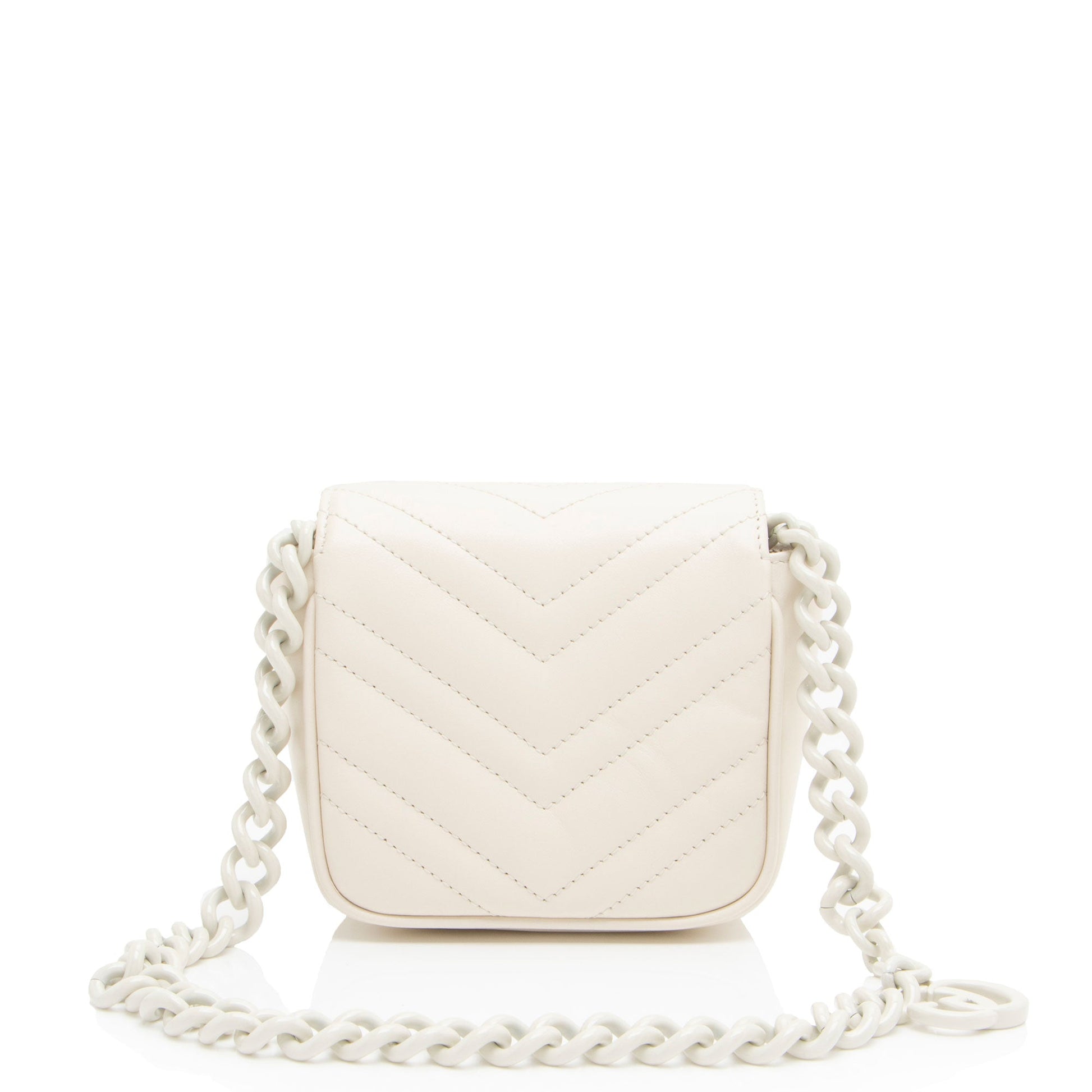 Gucci Matelasse Leather GG Marmont Monochrome Square Chain Belt Bag