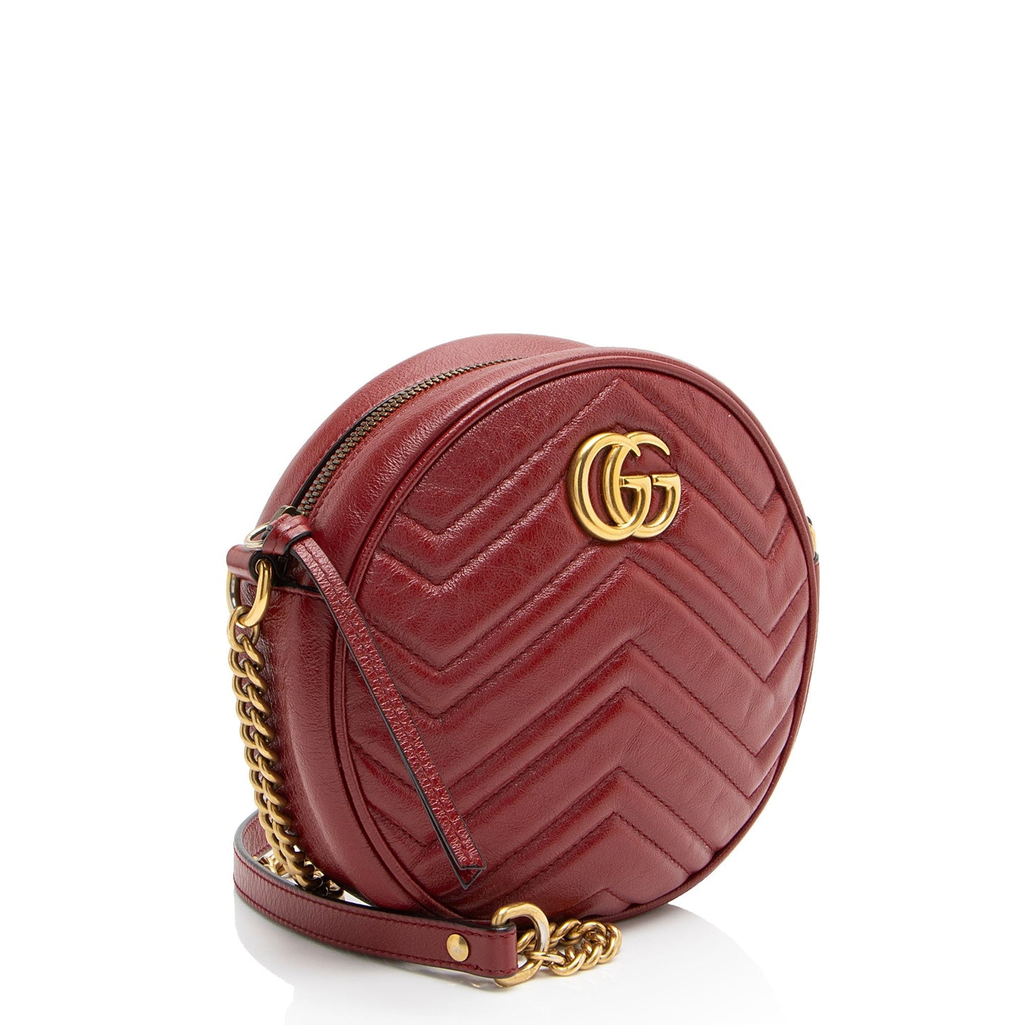 Gucci Matelasse Leather GG Marmont Round Mini Shoulder Bag