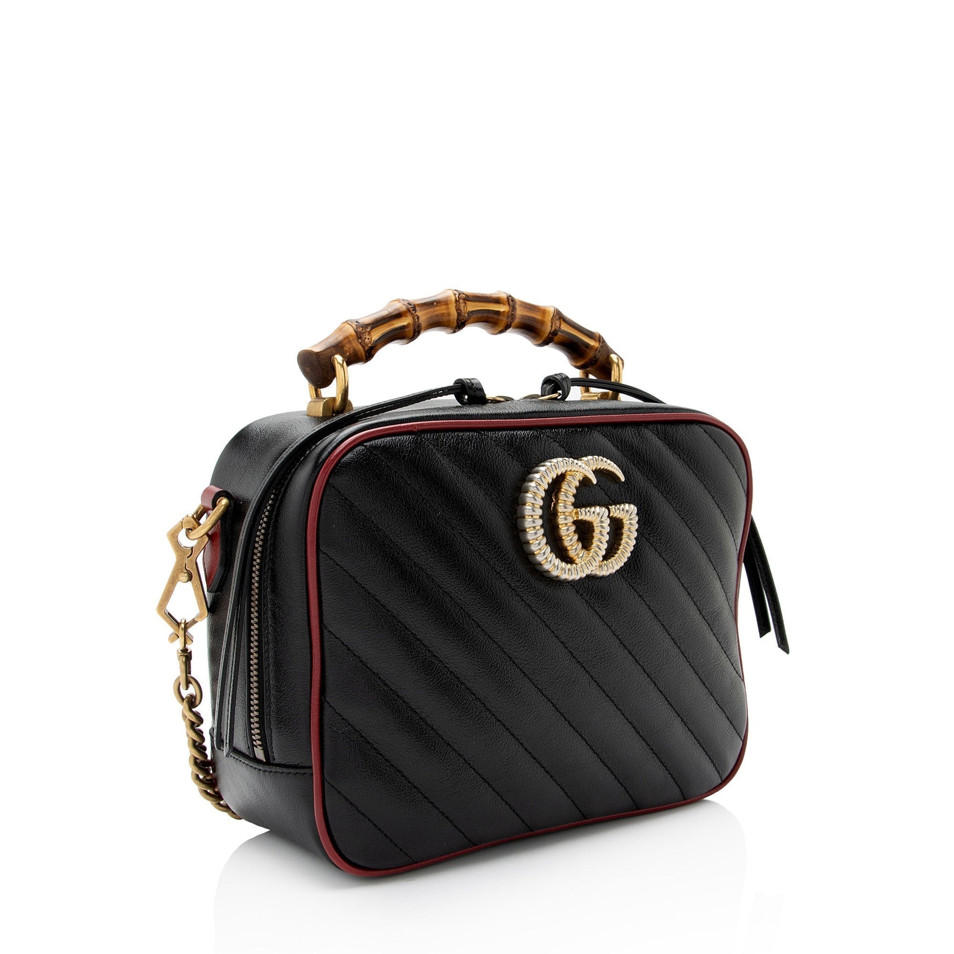 Gucci Monogram Leather Top Handle Crossbody