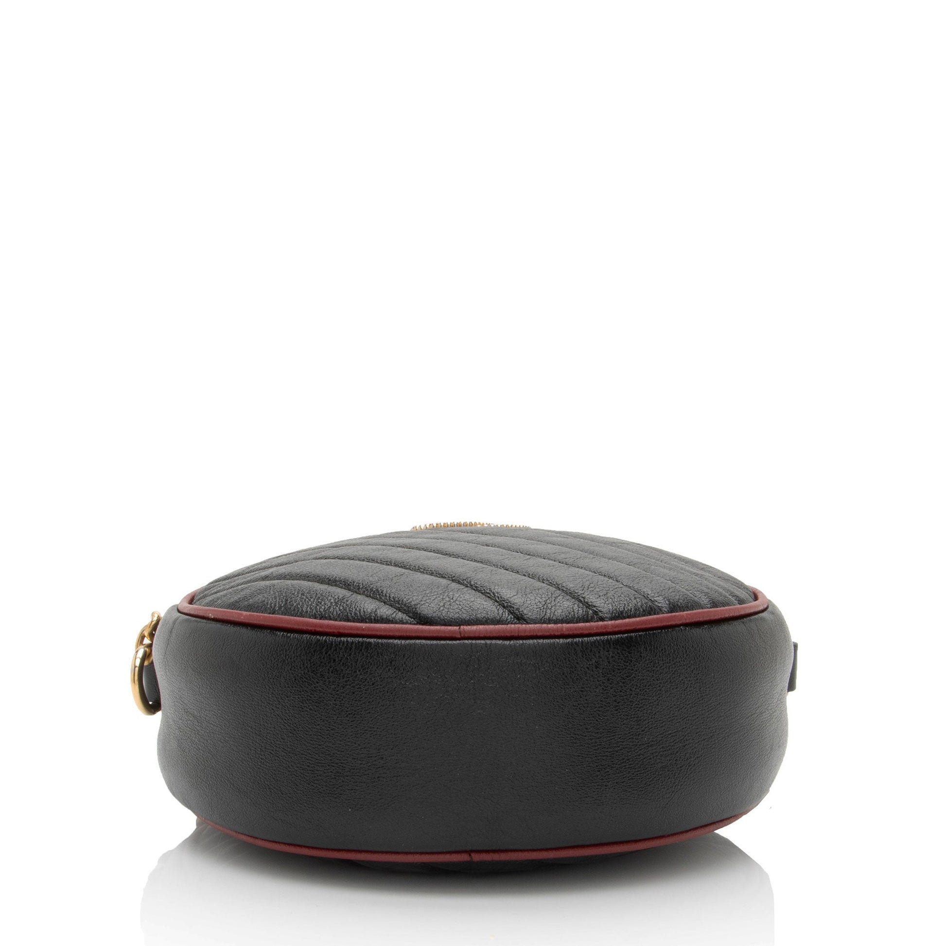 Gucci Matelasse Leather Torchon GG Marmont Round Mini Shoulder Bag