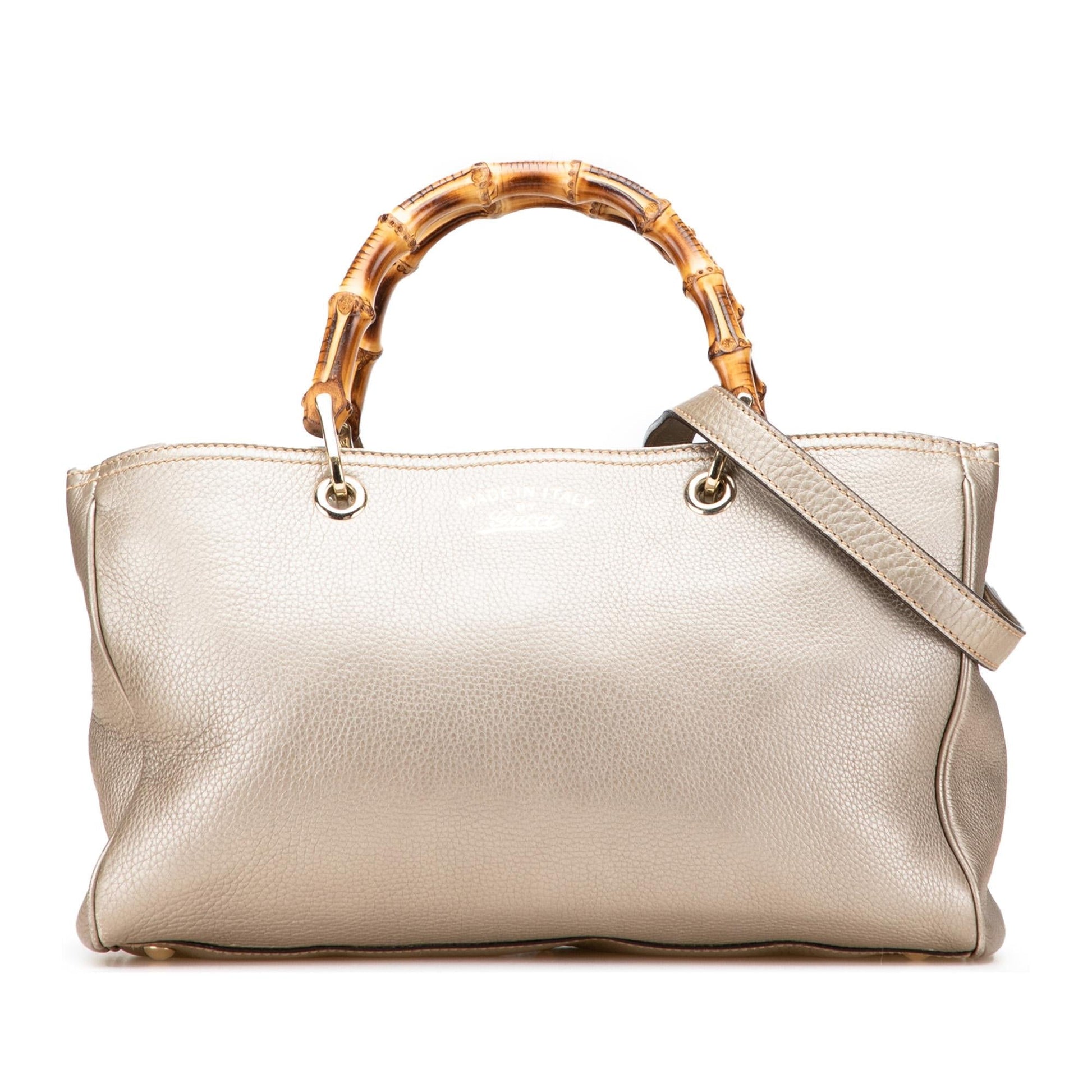 Gucci Medium Calfskin Bamboo Shopper Satchel