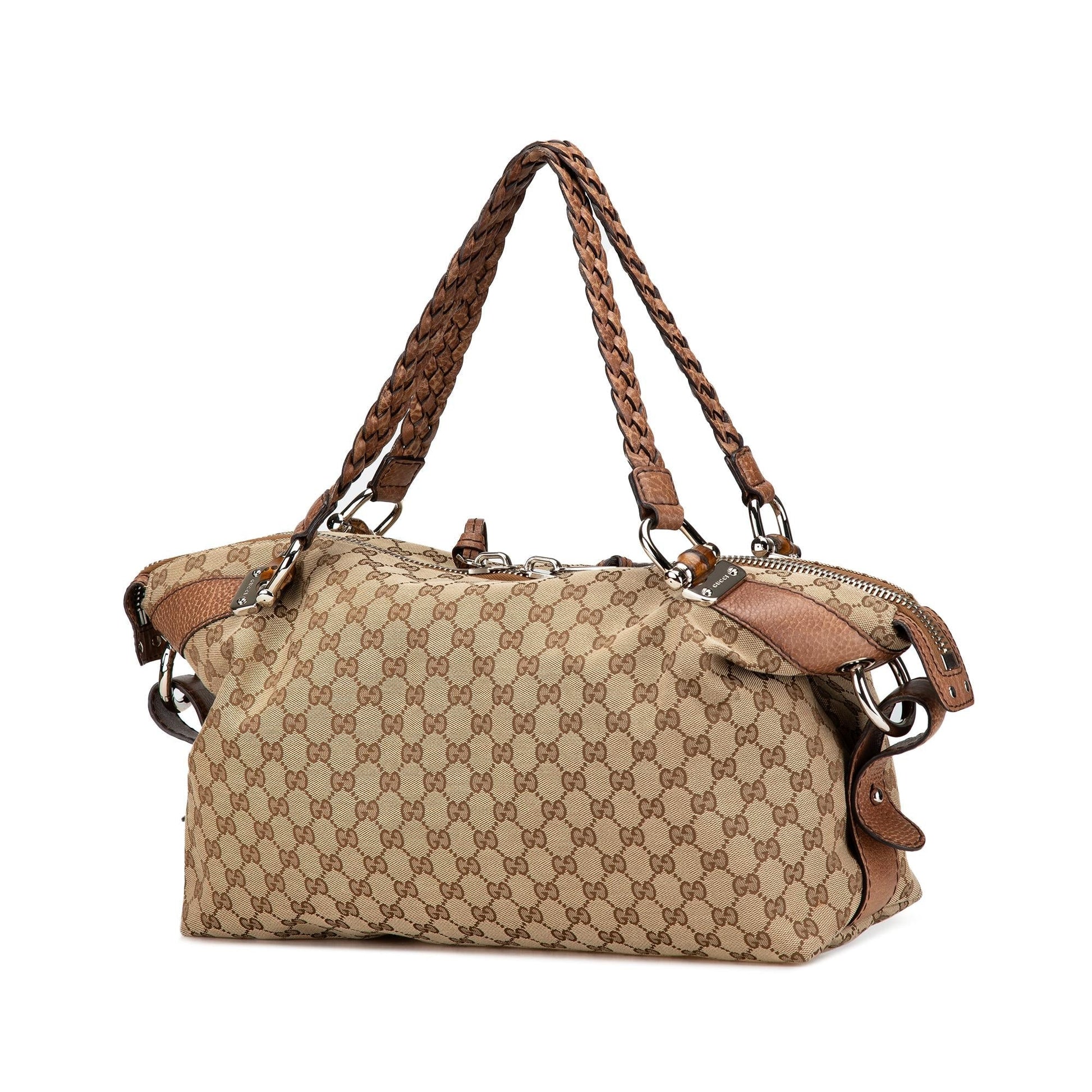 Gucci Medium GG Canvas Bamboo Bar Tote