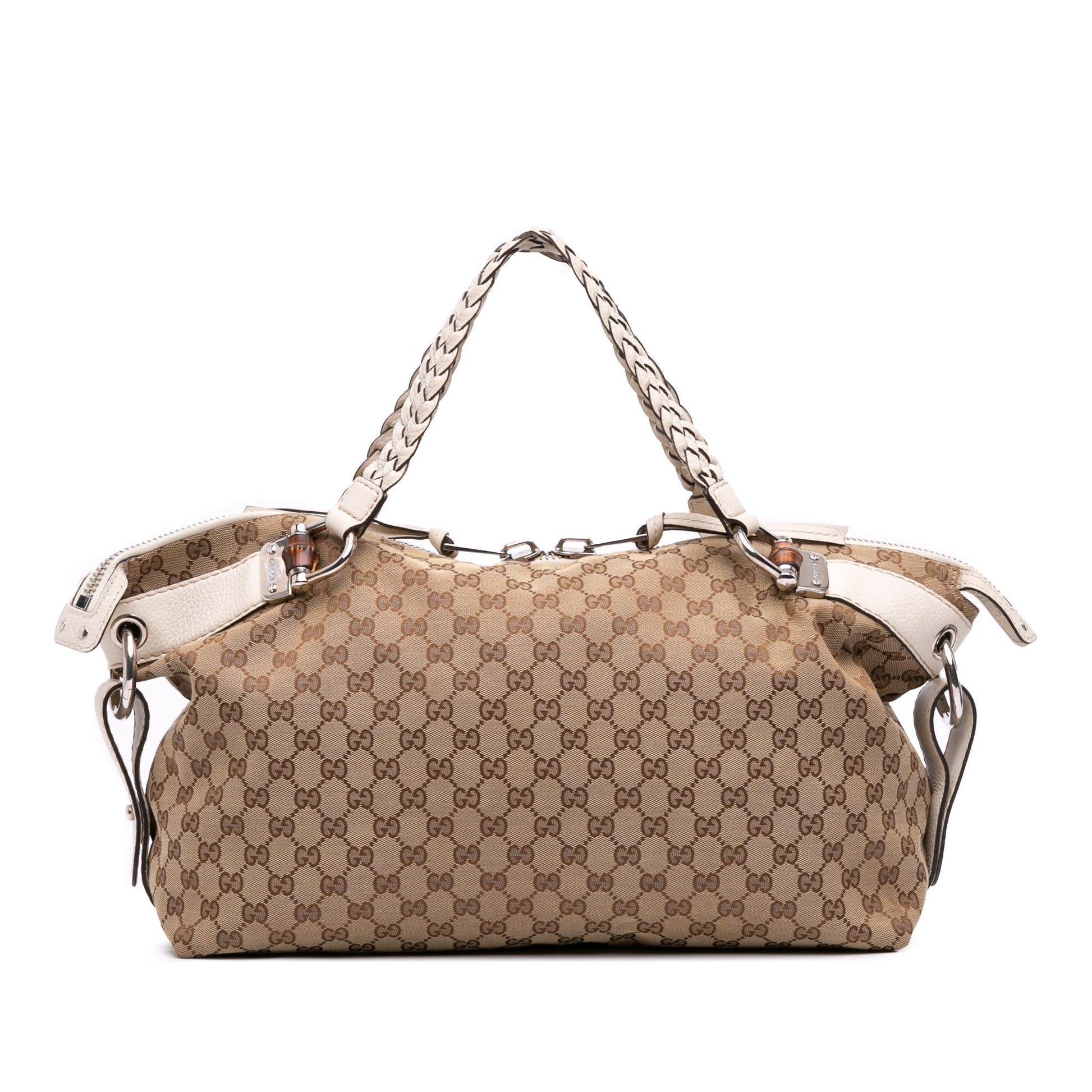 Gucci Medium GG Canvas Bamboo Bar Tote